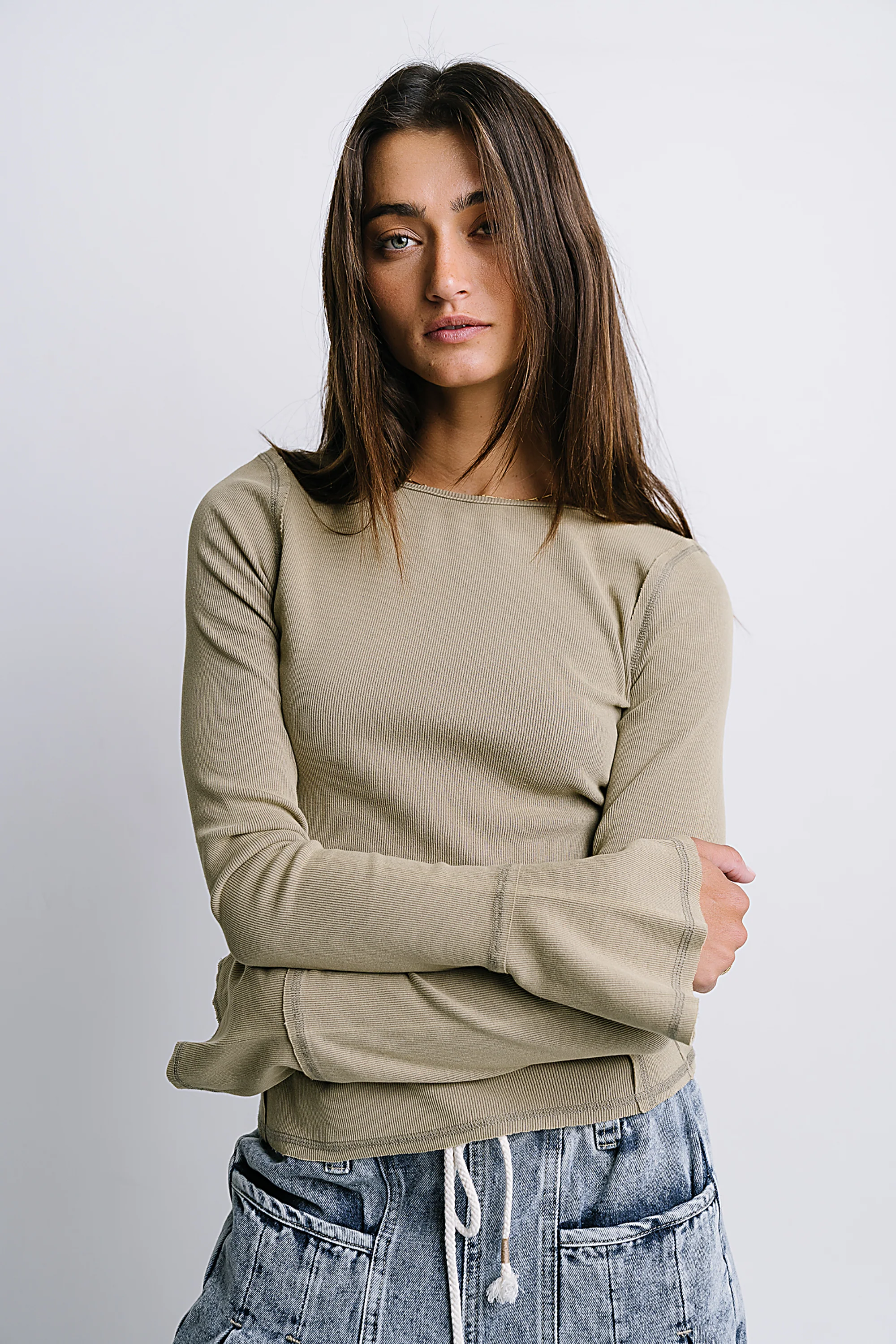 Toby Ribbed Top in Olive - FINAL SALE - Image 5