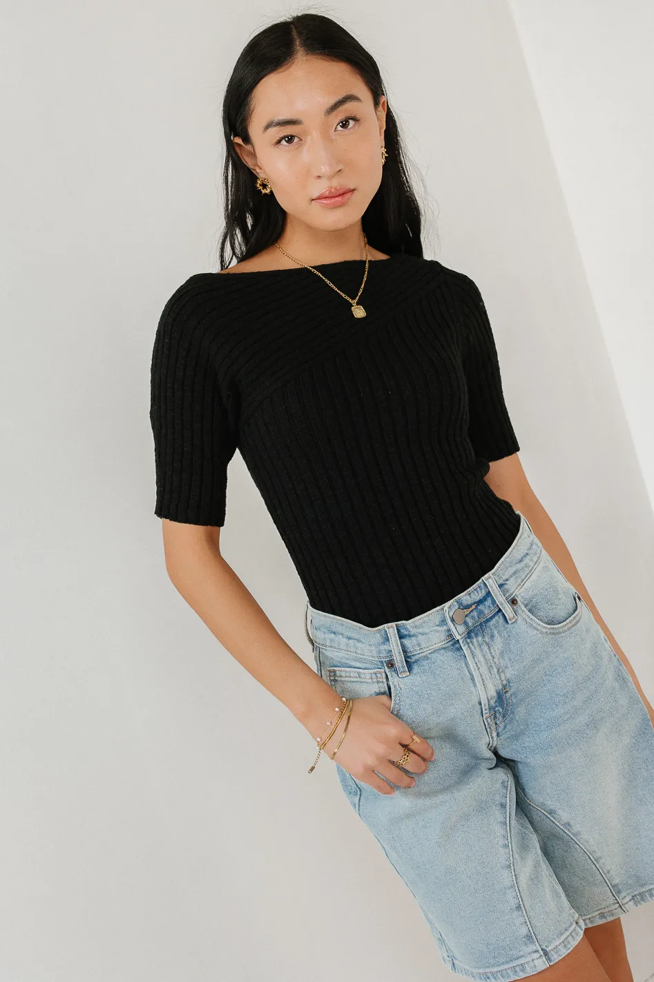 Toni Sweater Top in Black - FINAL SALE - Image 4