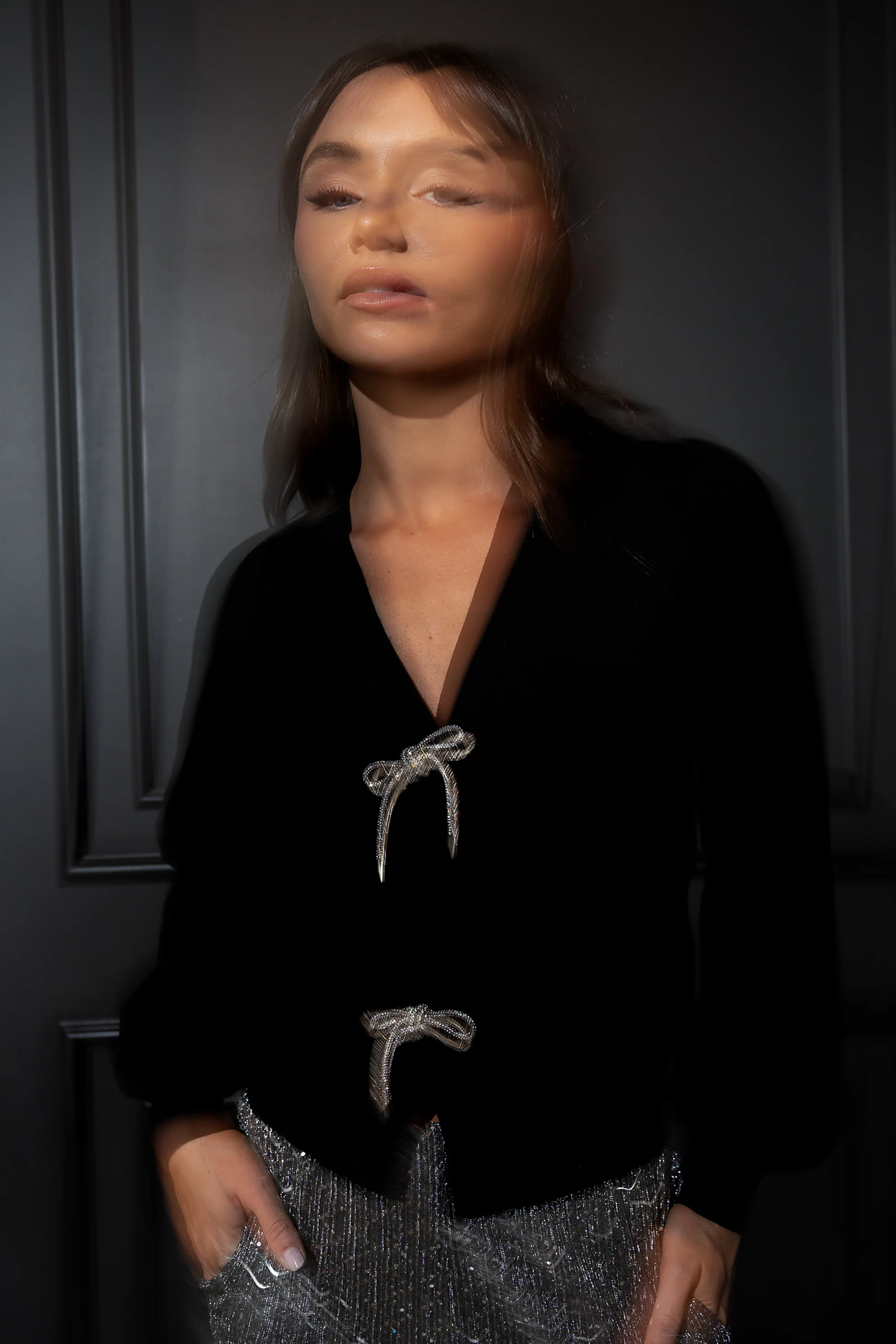 Tonya Bow Sweater in Black - Image 5