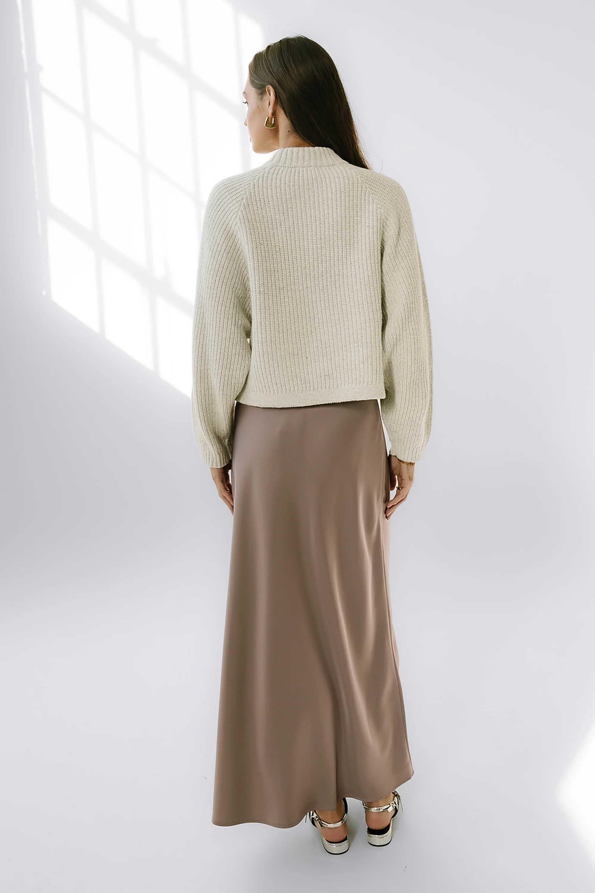 Tory Satin Maxi Skirt in Mauve - FINAL SALE - Image 4