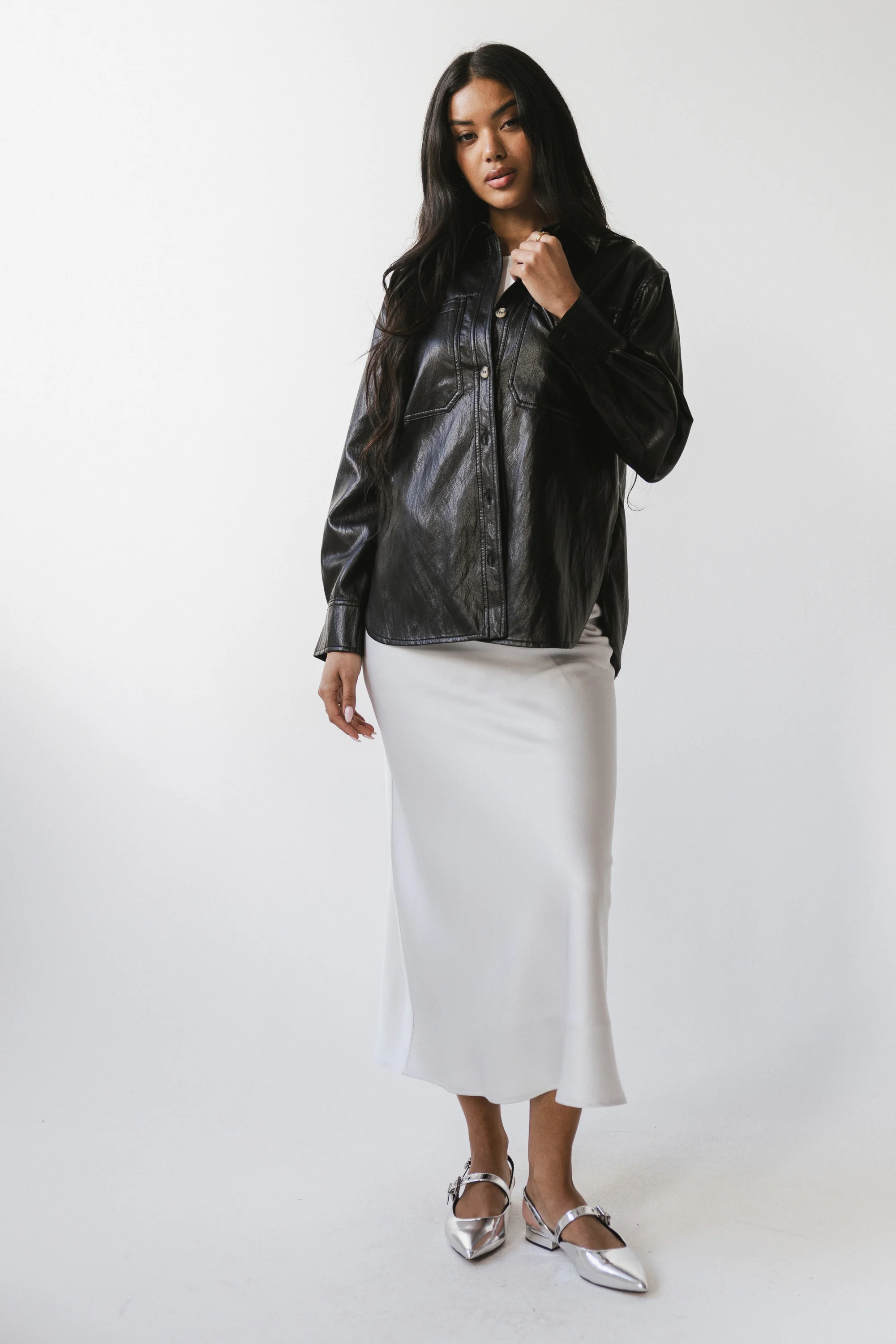 Tory Satin Maxi Skirt in Silver - Image 7