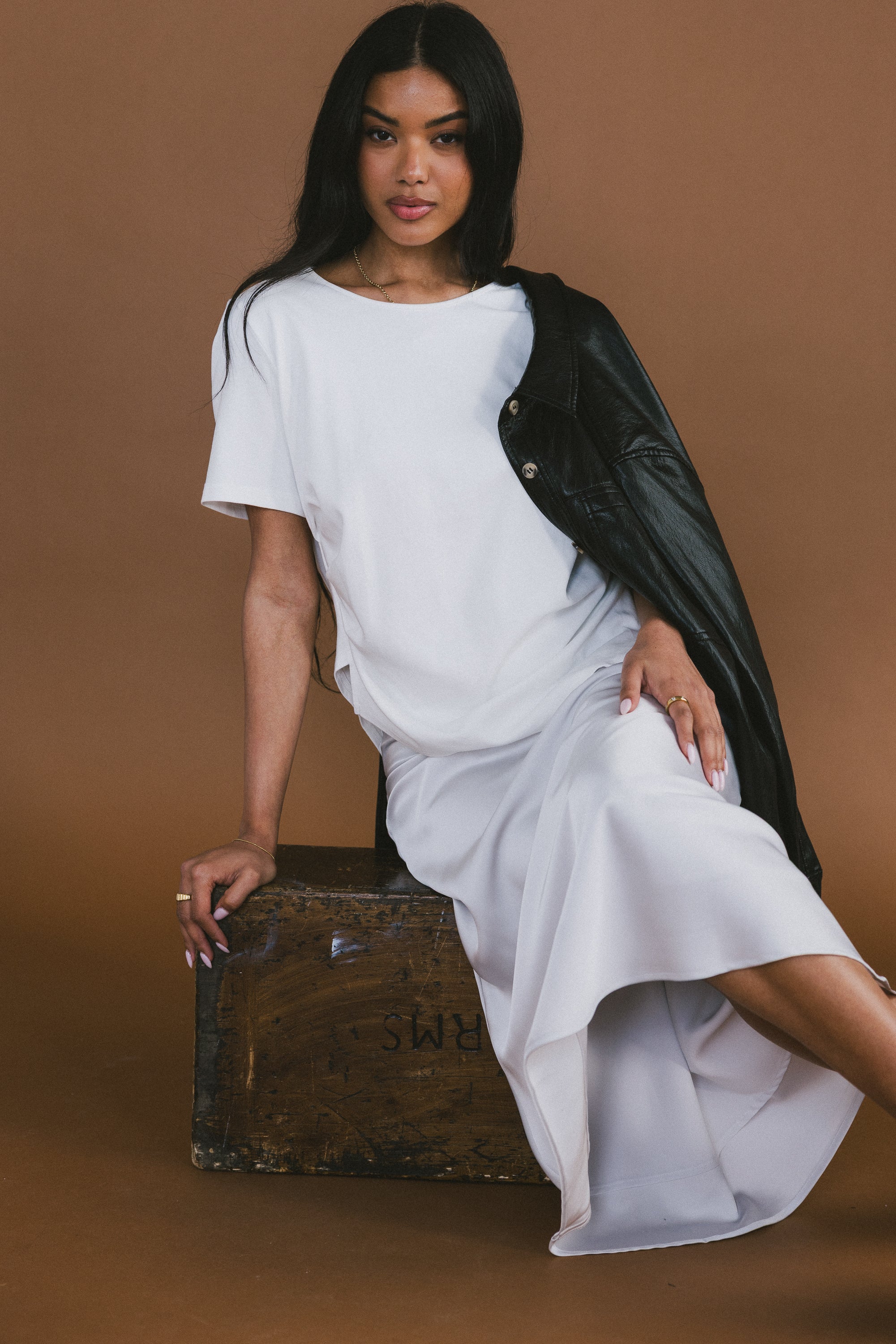 Tory Satin Maxi Skirt in Silver - Image 8