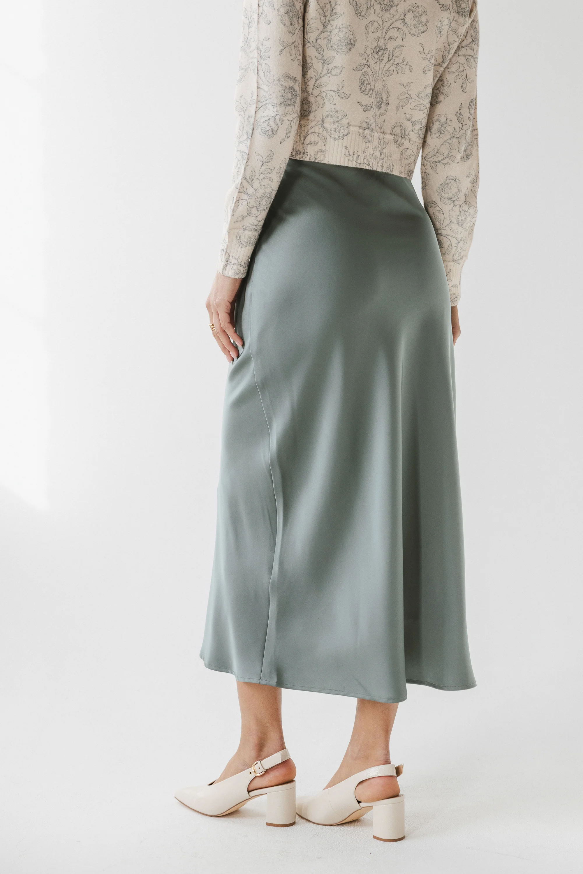 Tory Satin Maxi Skirt in Teal - Image 6