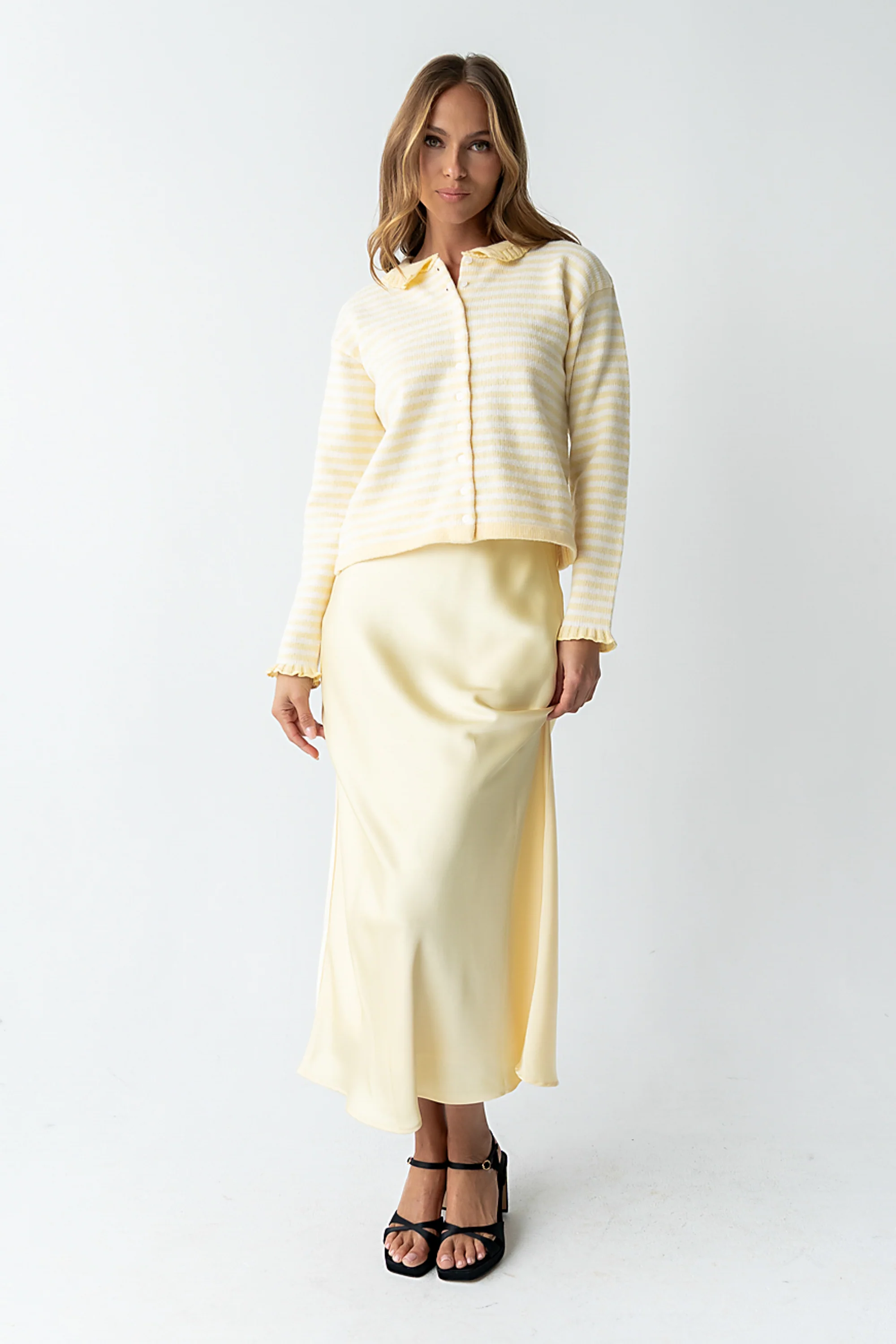 Tory Satin Maxi Skirt in Yellow - Image 2