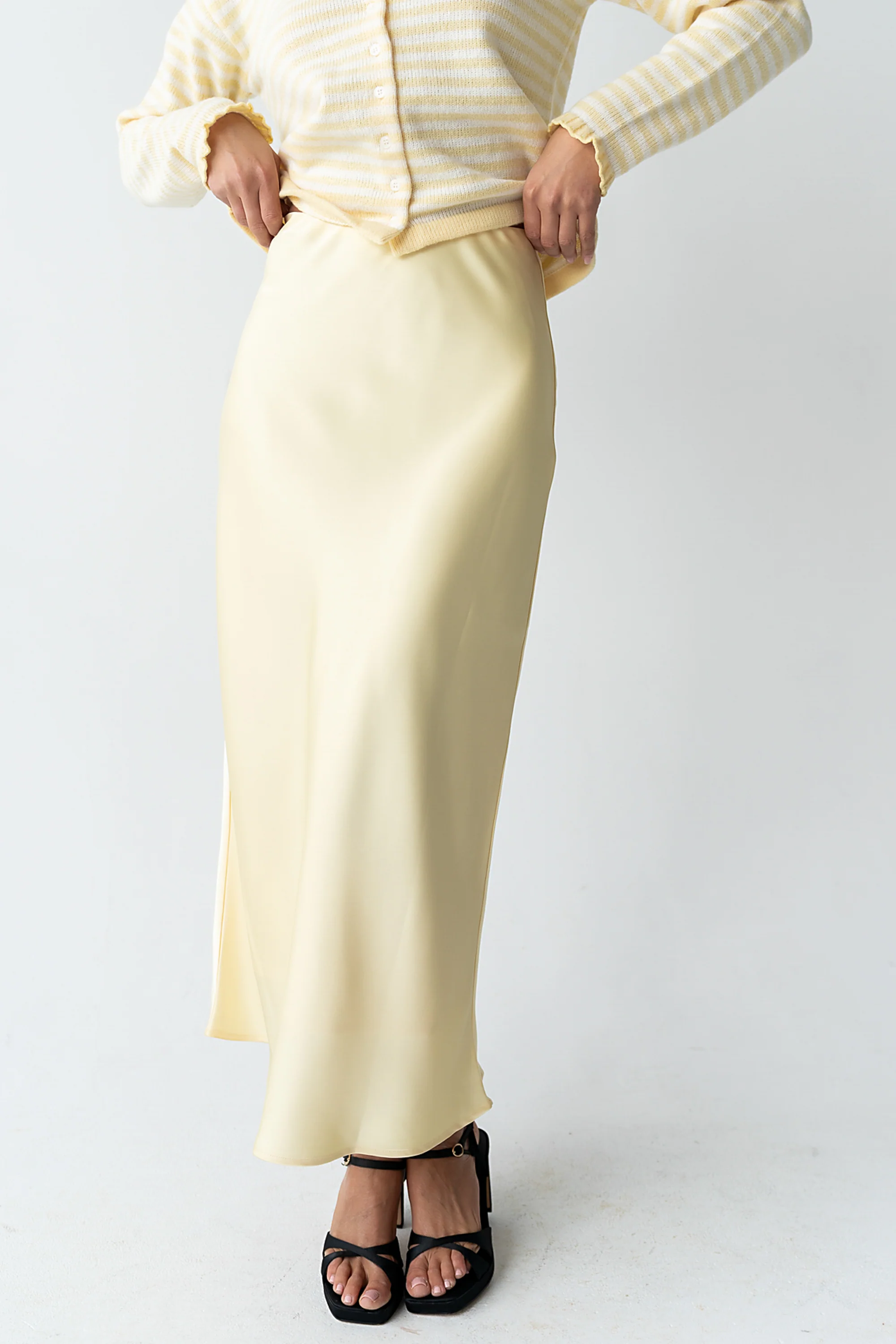 Tory Satin Maxi Skirt in Yellow - Image 5