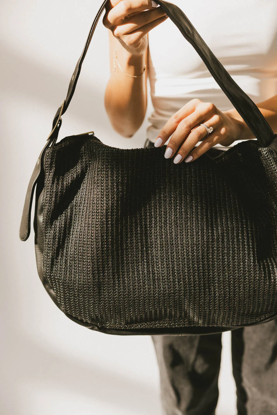 Toulouse Woven Tote in Black - FINAL SALE