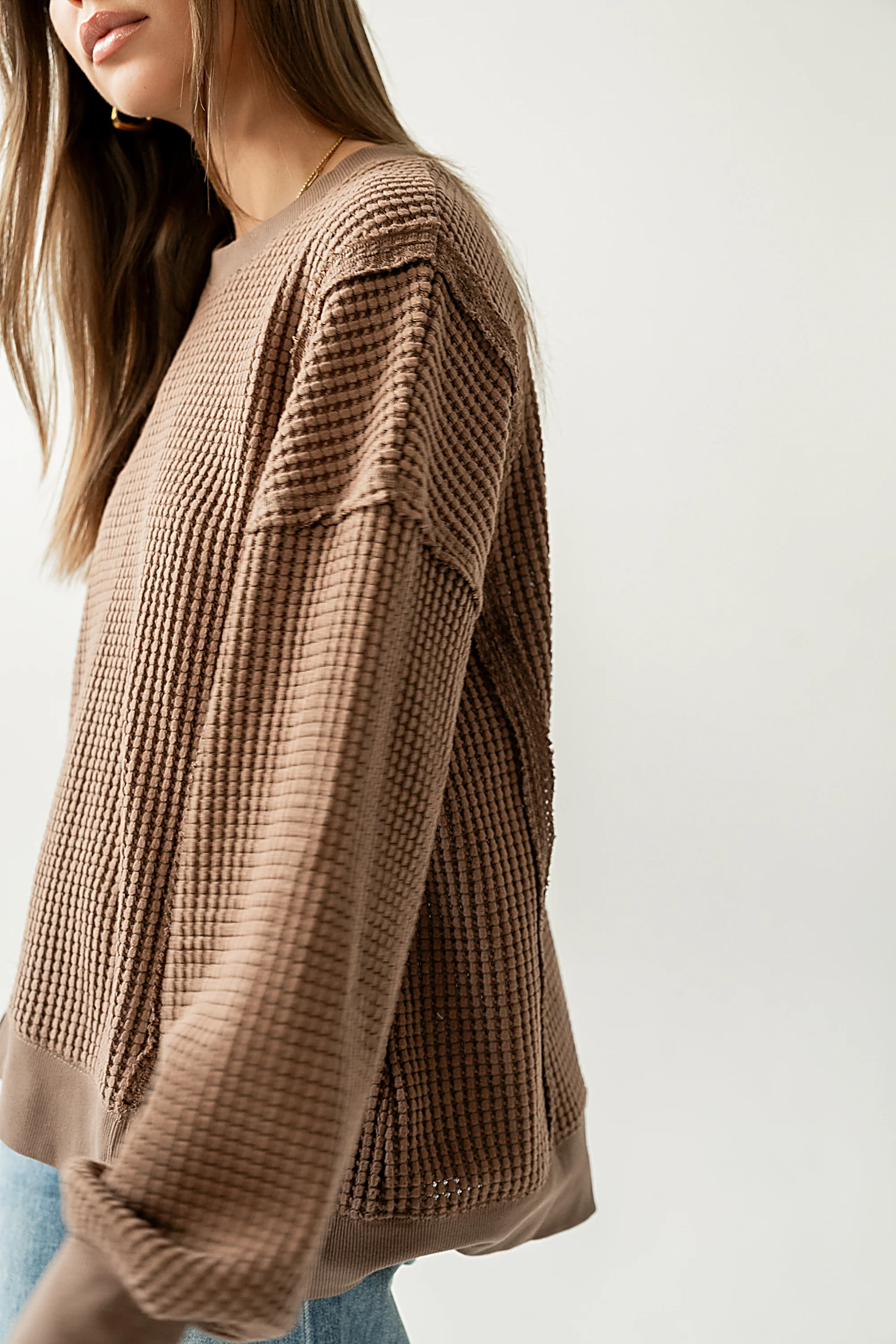 Trace Waffle Knit Top in Mocha - Image 2