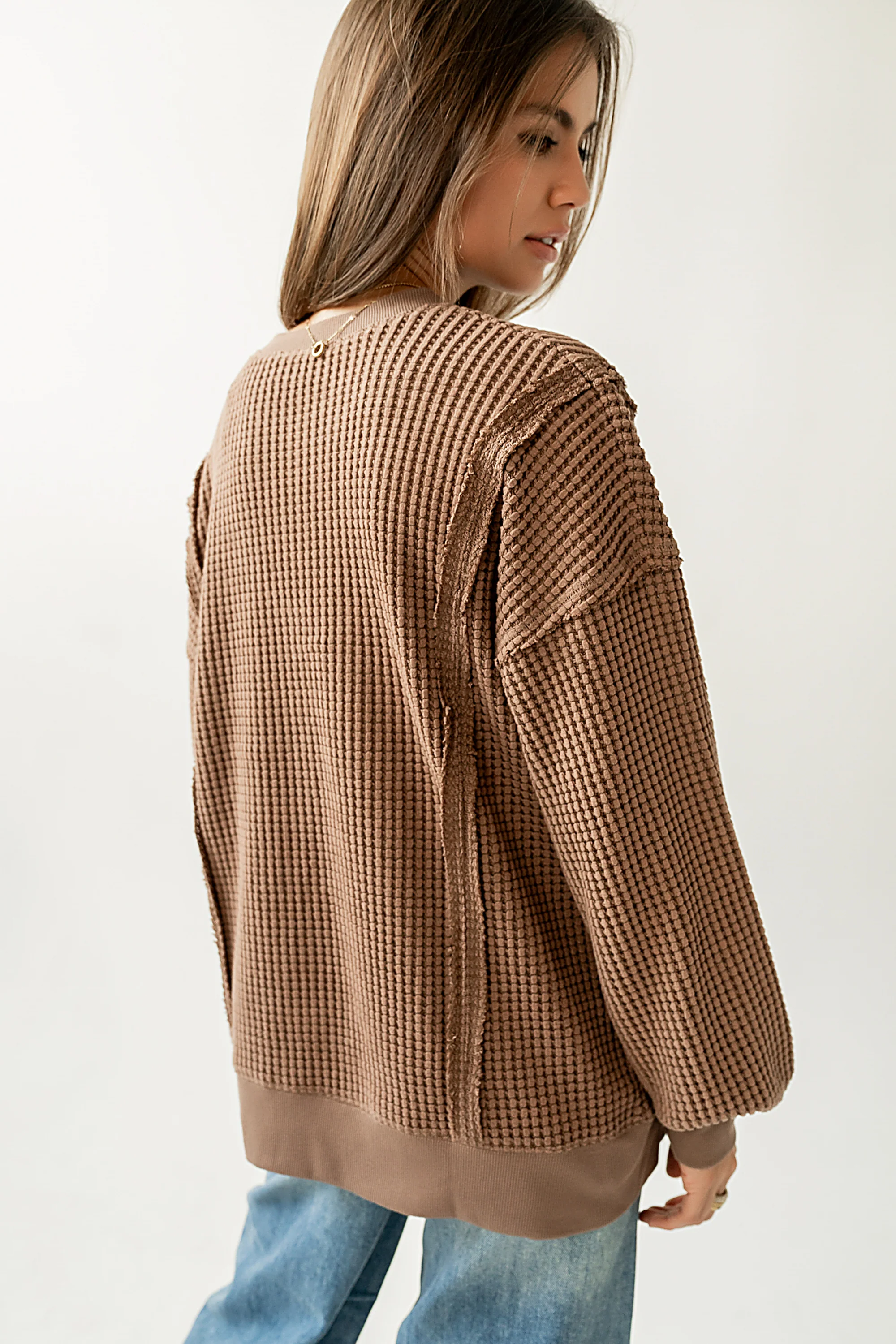 Trace Waffle Knit Top in Mocha - Image 5