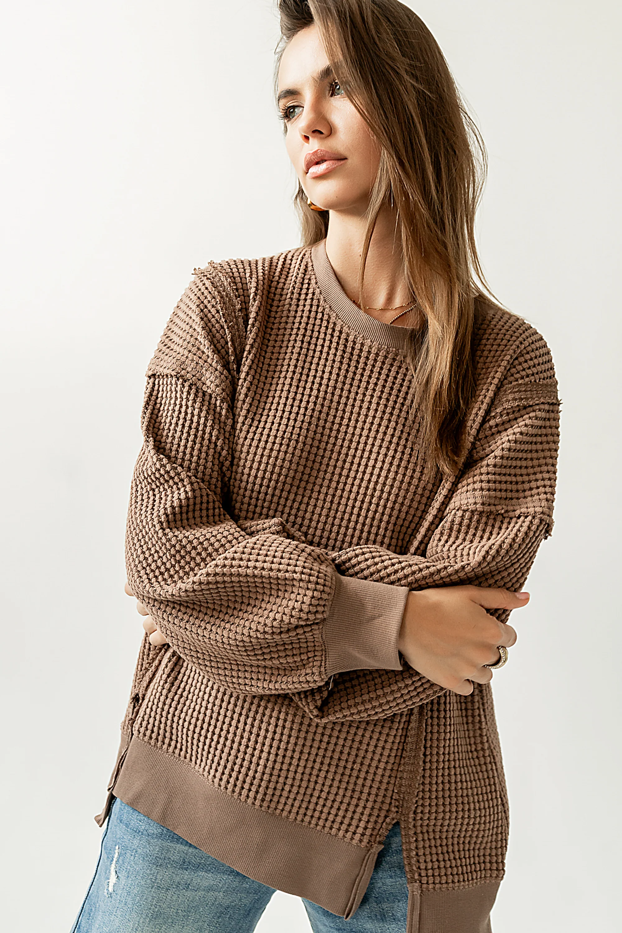 Trace Waffle Knit Top in Mocha - Image 8