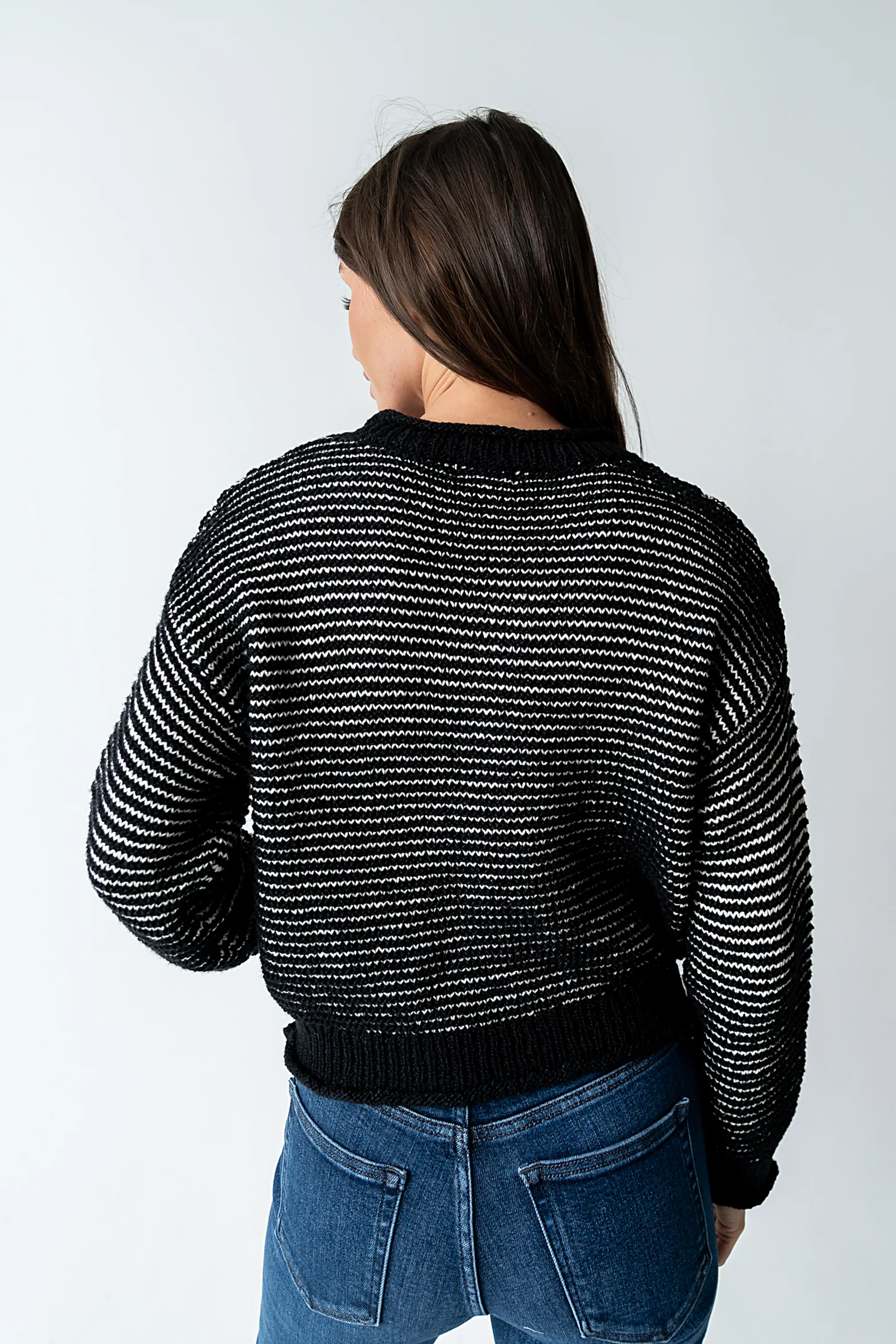 Tracey Striped Oversized Sweater in Black - Image 2