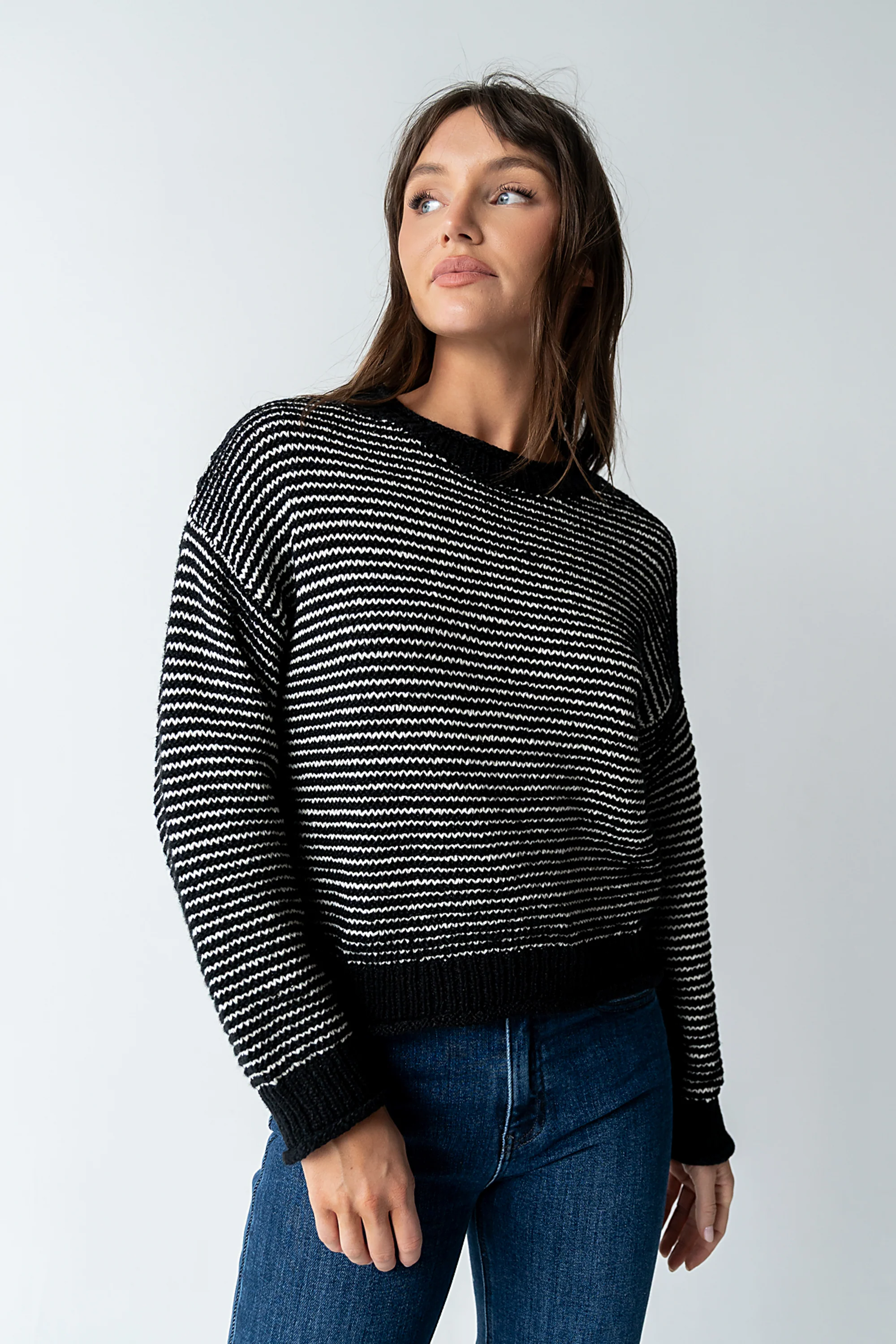 Tracey Striped Oversized Sweater in Black - Image 3