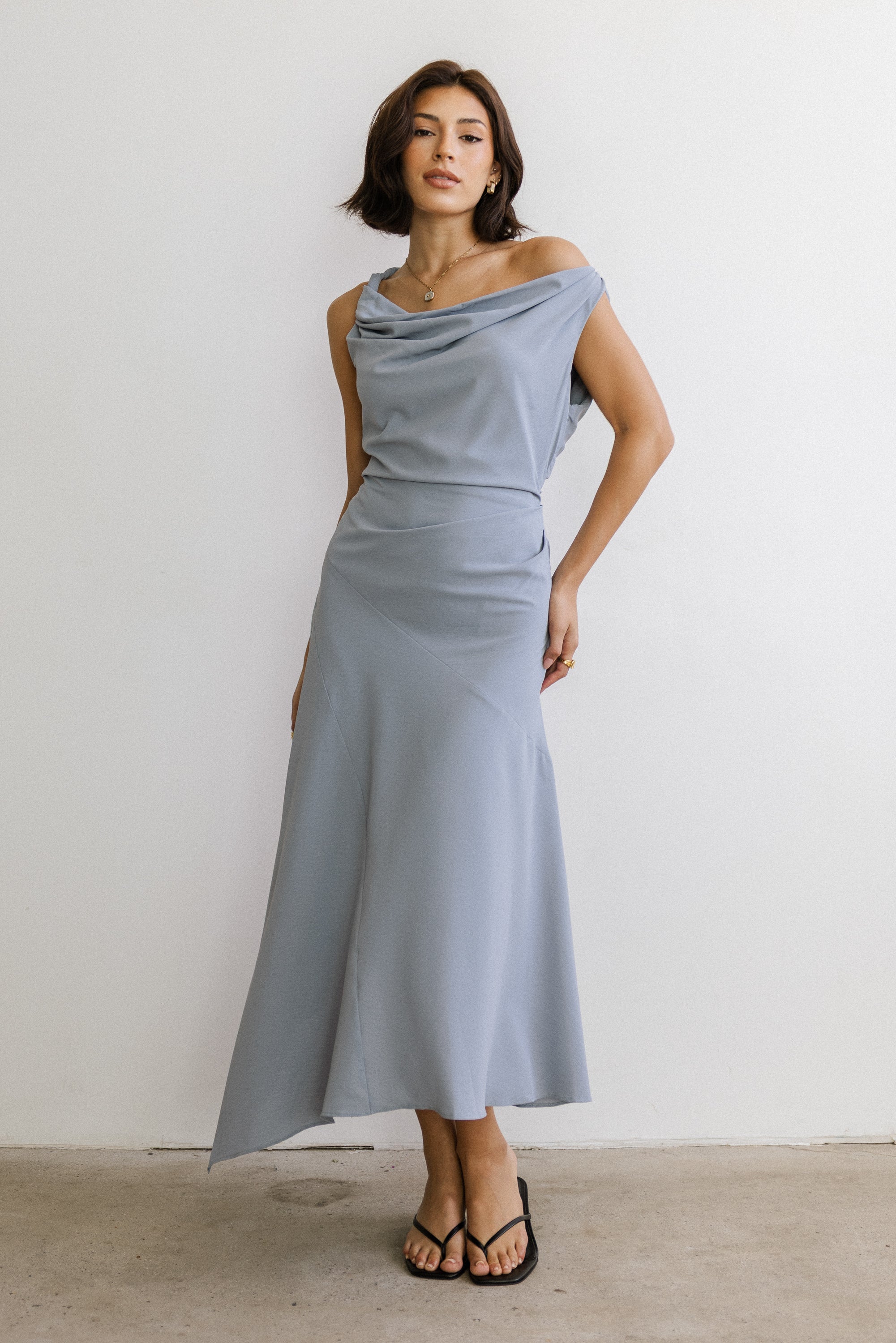 Trina Asymmetrical Midi Dress - Image 3