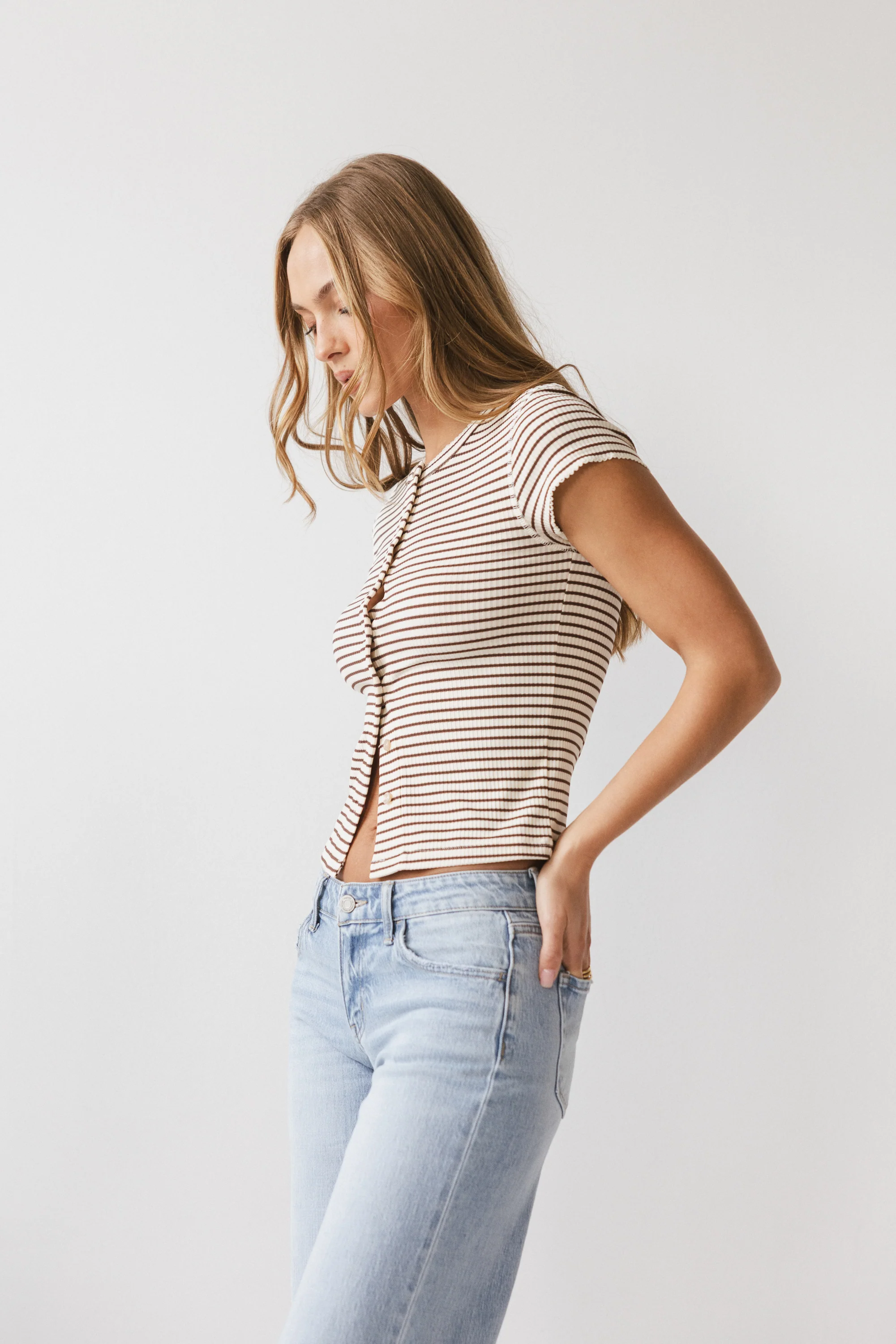 Trisha Striped Top in Brown - Image 2