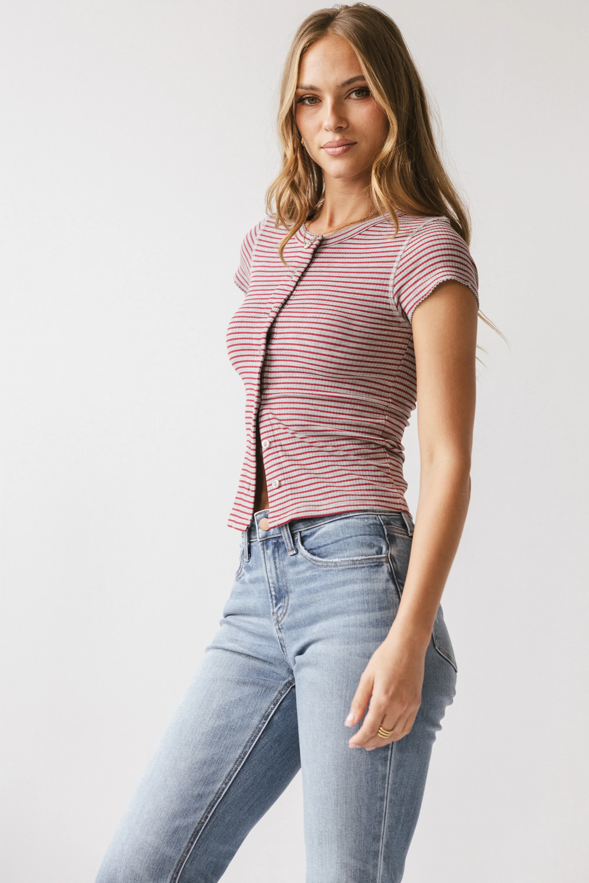 Trisha Striped Top in Red - Image 3