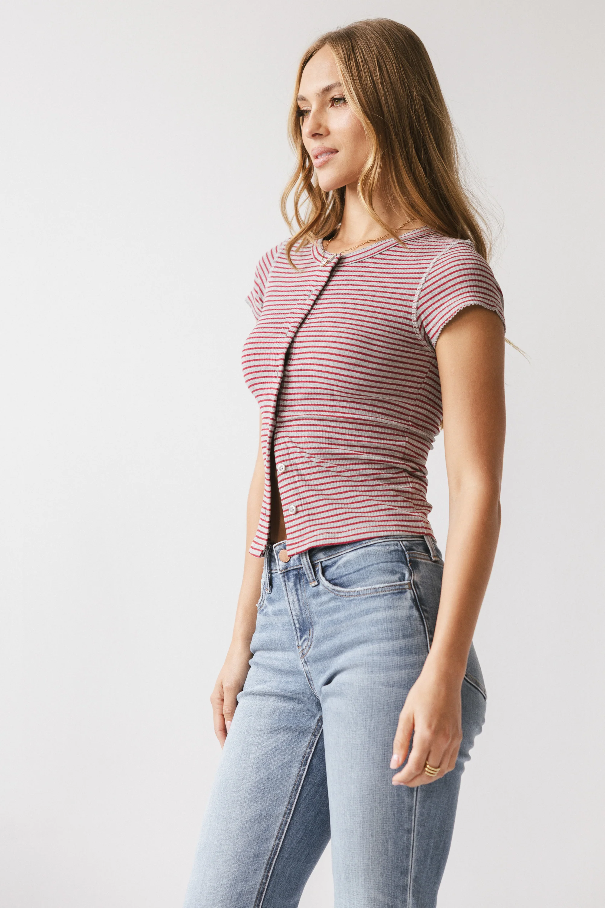 Trisha Striped Top in Red - Image 7