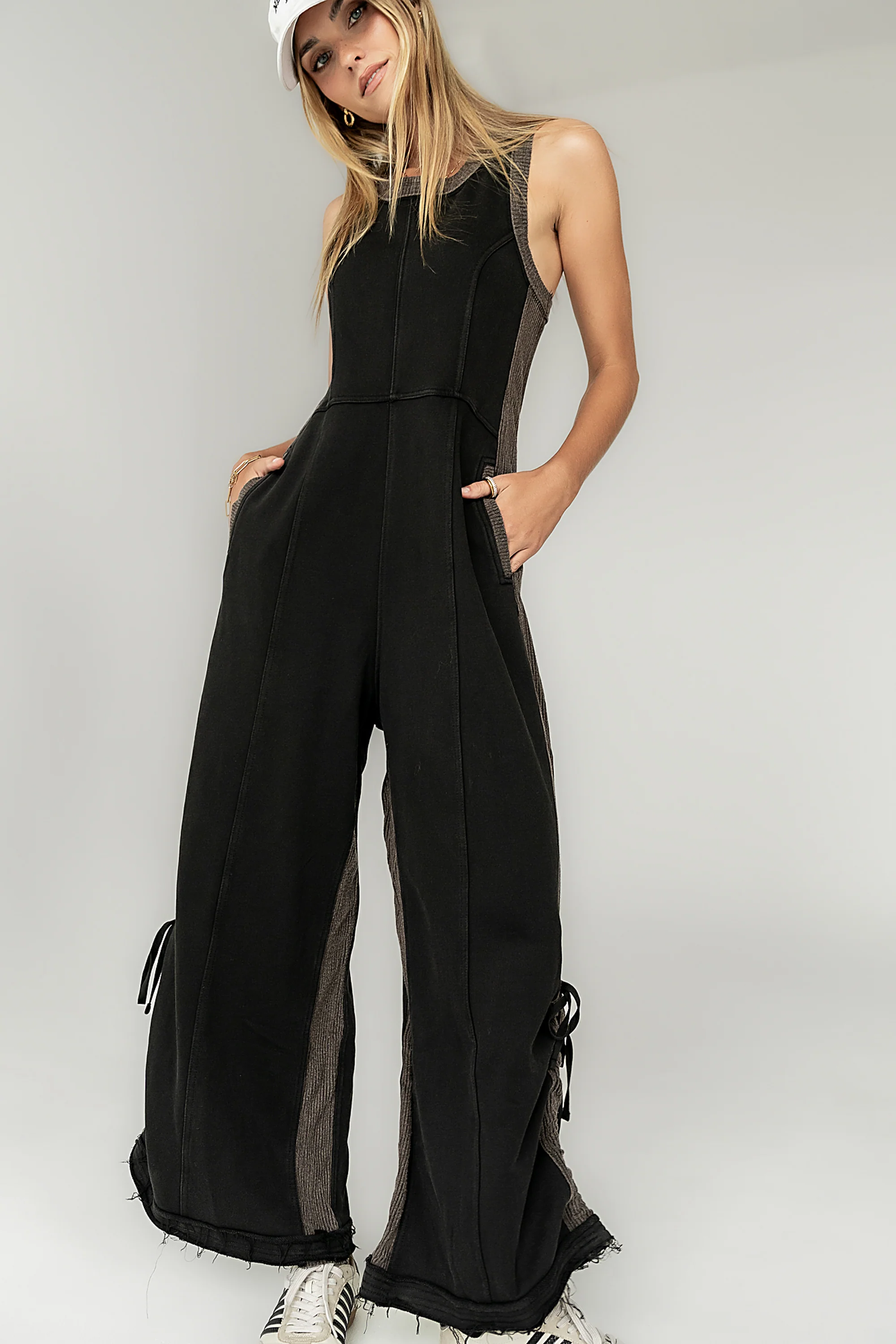 Tristan Knit Jumpsuit in Charcoal - Image 2