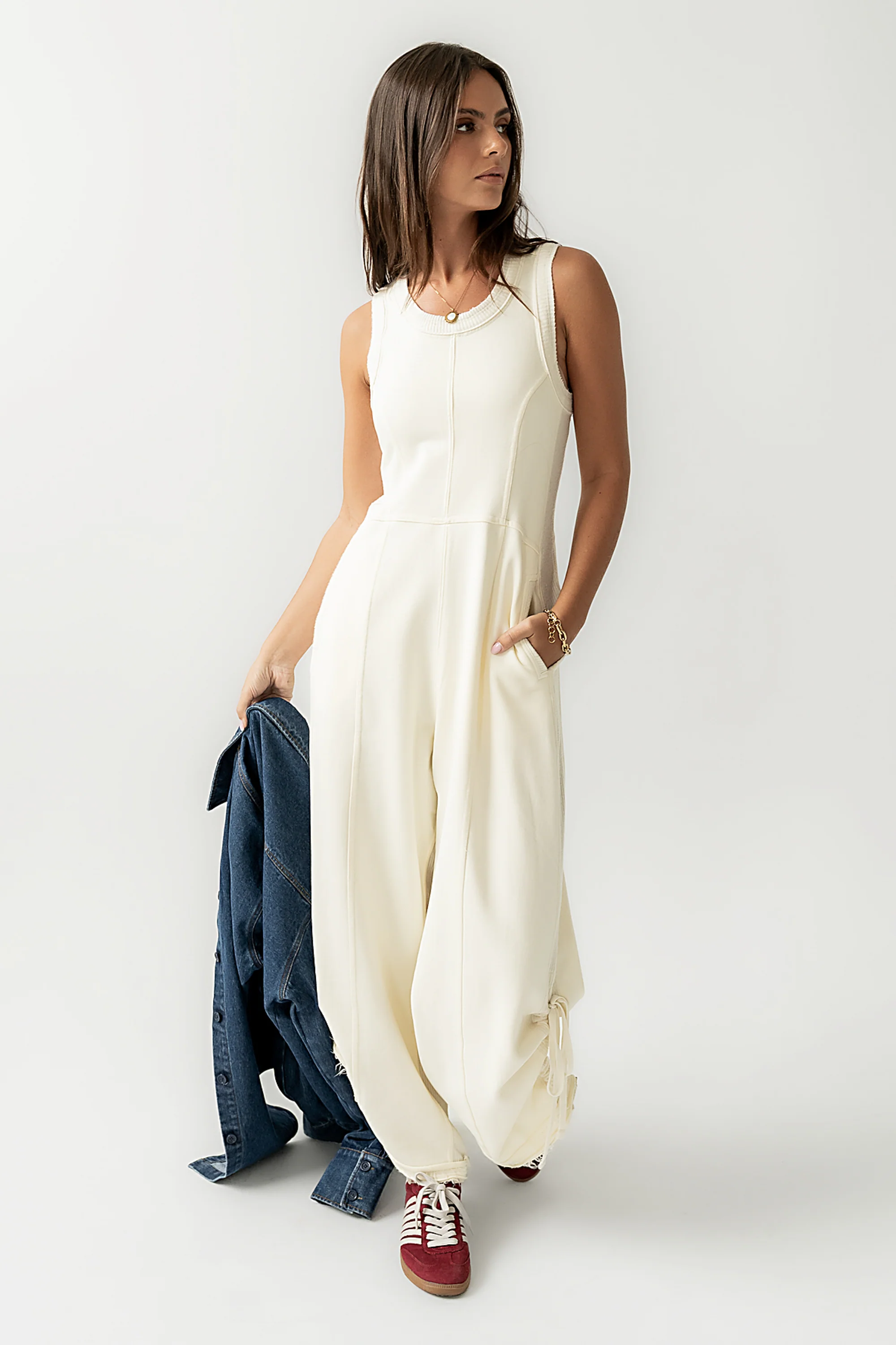 Tristan Knit Jumpsuit in Cream - Image 7