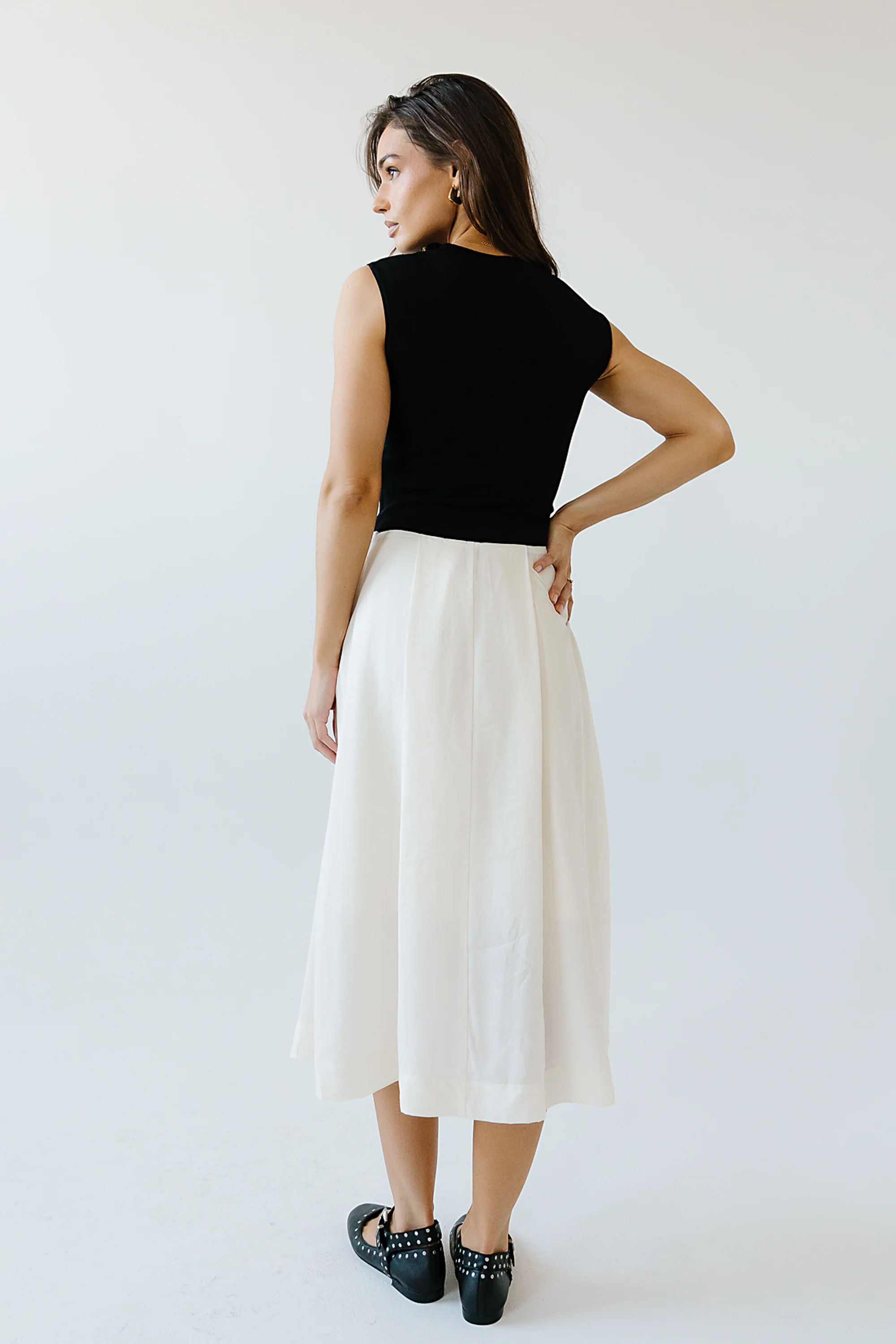 Tristan Mixed Media Midi Dress in Ivory - FINAL SALE - Image 3