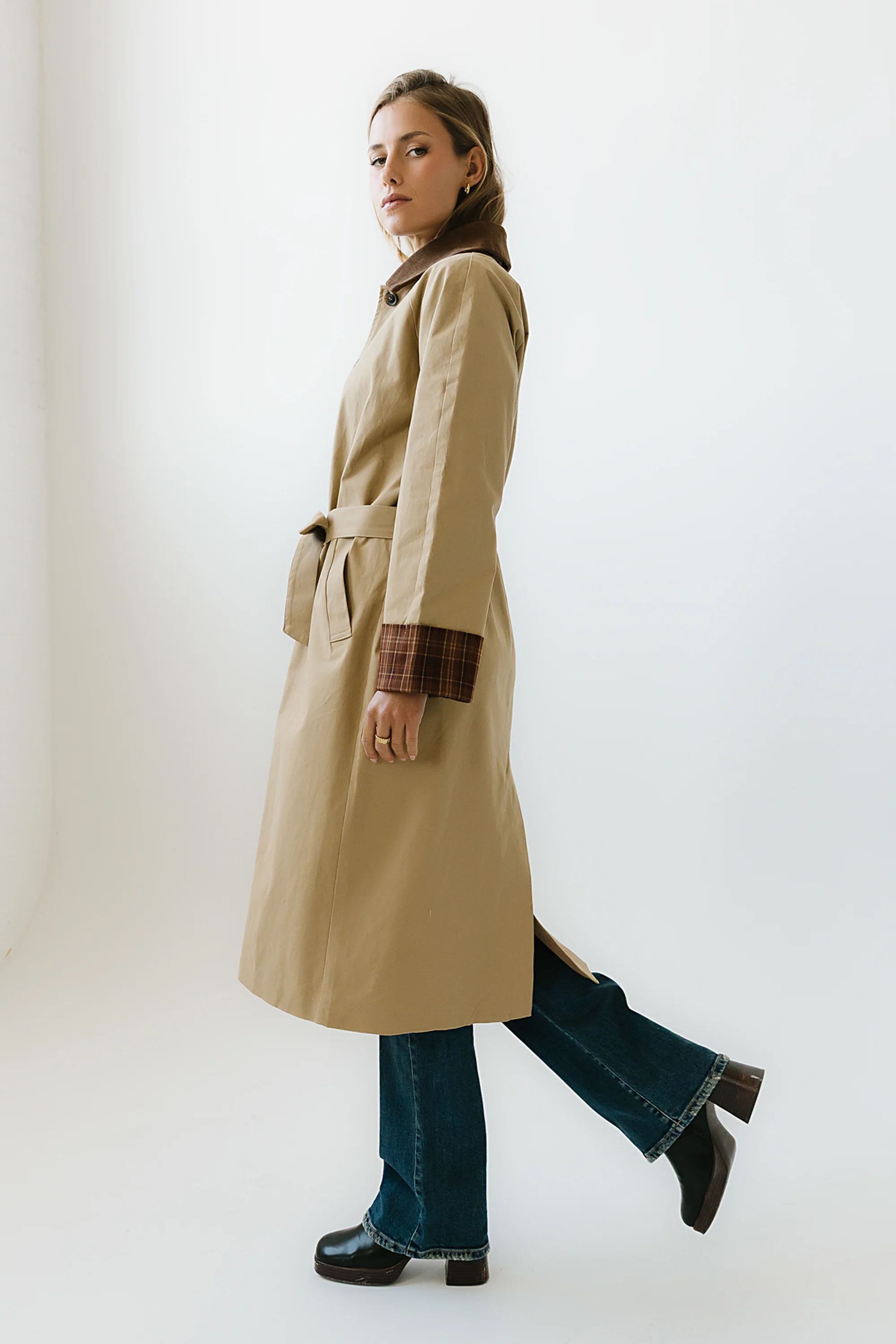 Tulie Contrast Trench Coat - Image 9