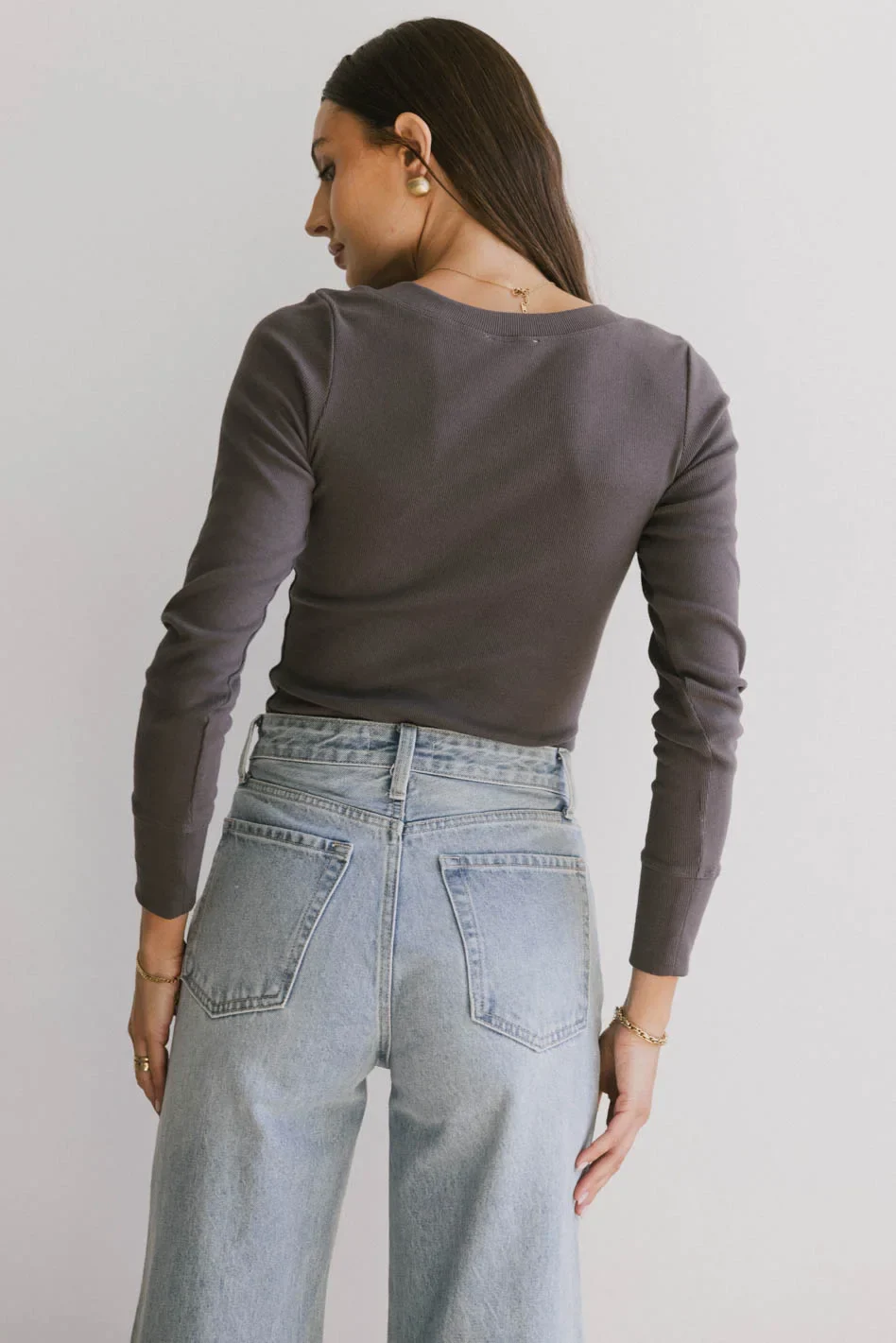 Tylar Scoop Neck Top in Charcoal - FINAL SALE - Image 3