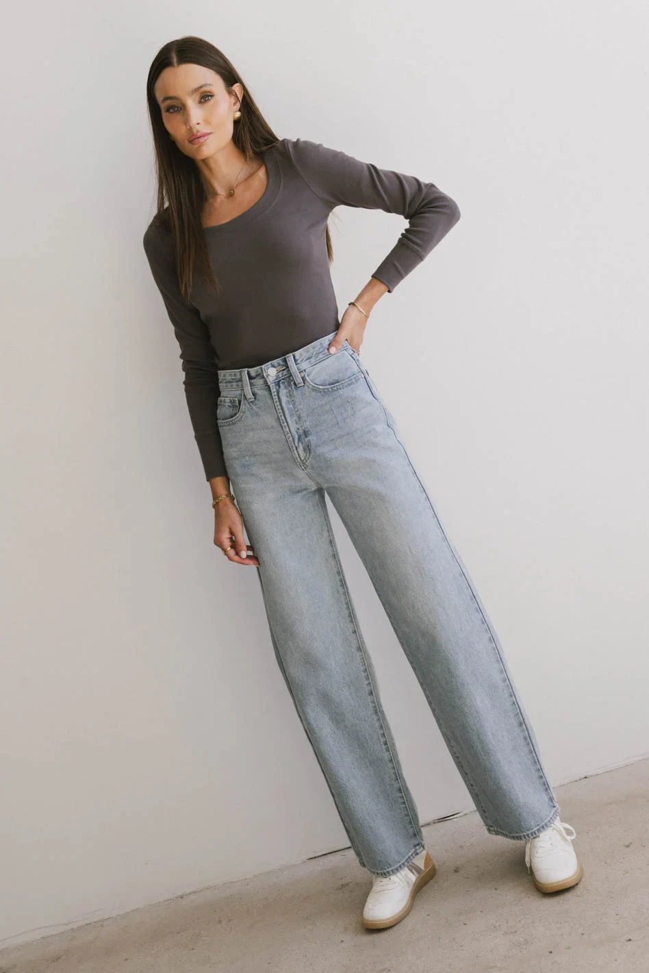 Tylar Scoop Neck Top in Charcoal - FINAL SALE - Image 4