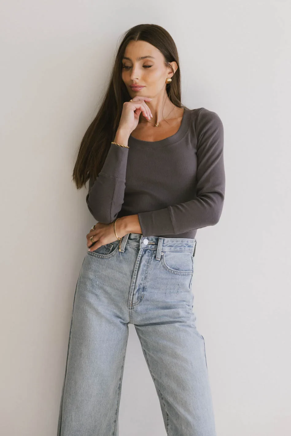 Tylar Scoop Neck Top in Charcoal - FINAL SALE - Image 5