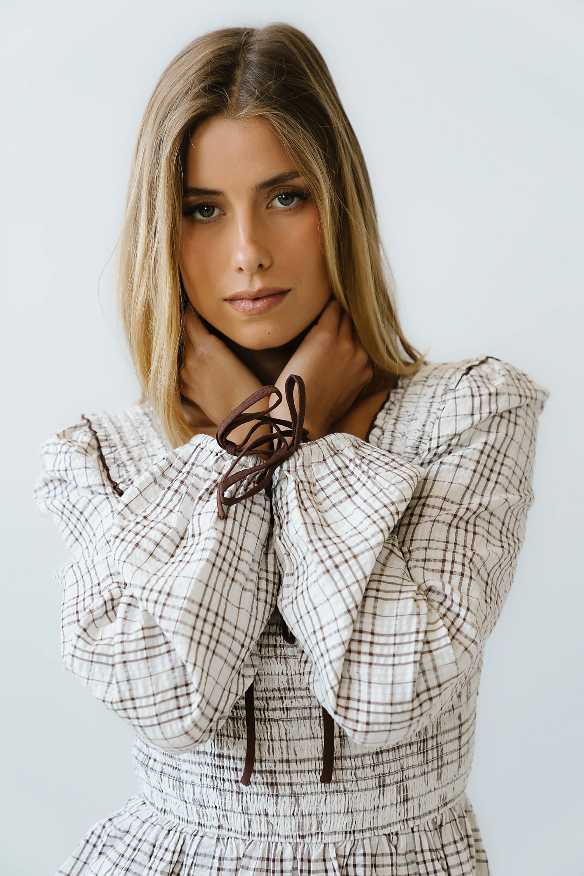 Vale Smocked Blouse in Mocha - FINAL SALE - Image 2