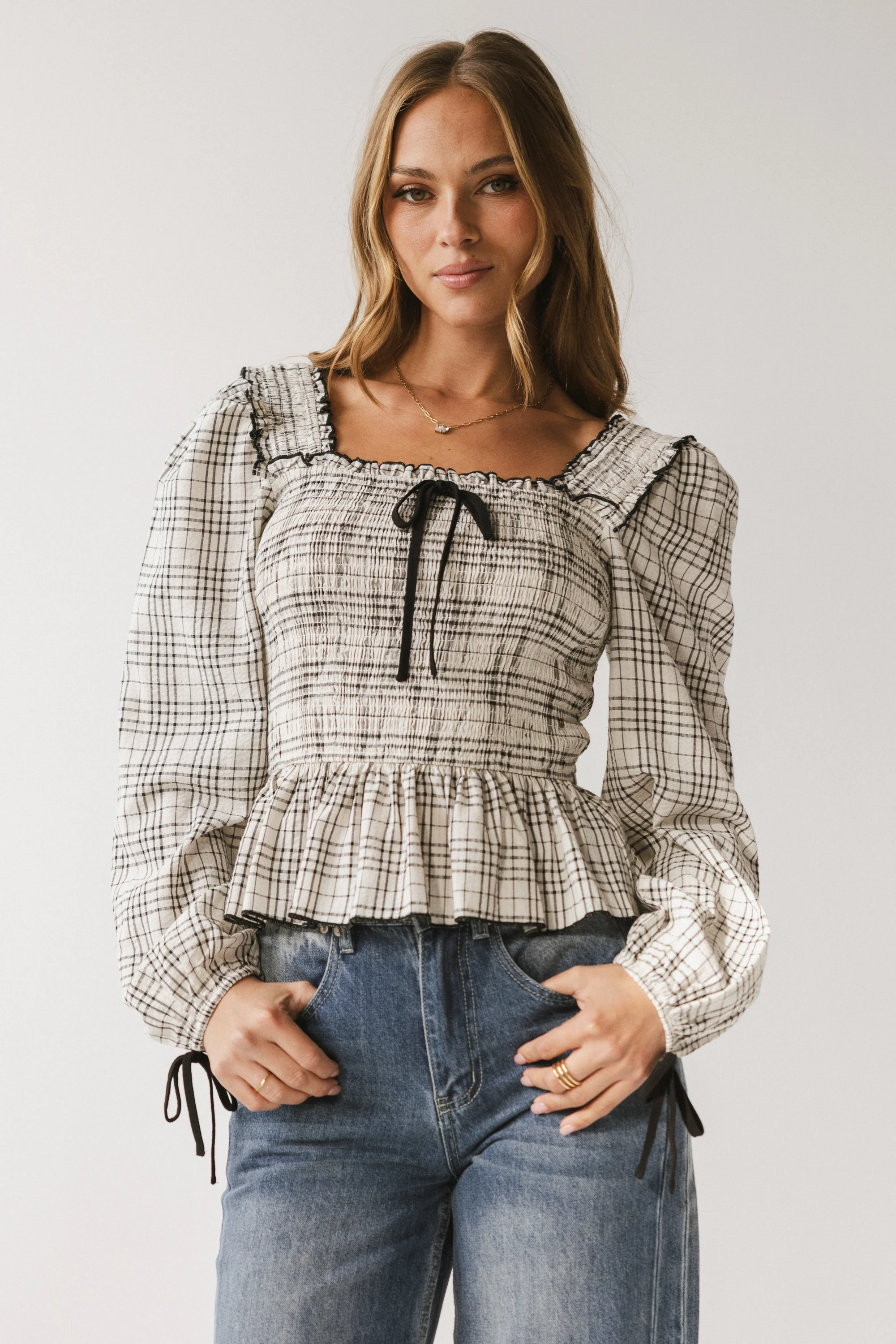 Vale Smocked Blouse in Black - FINAL SALE