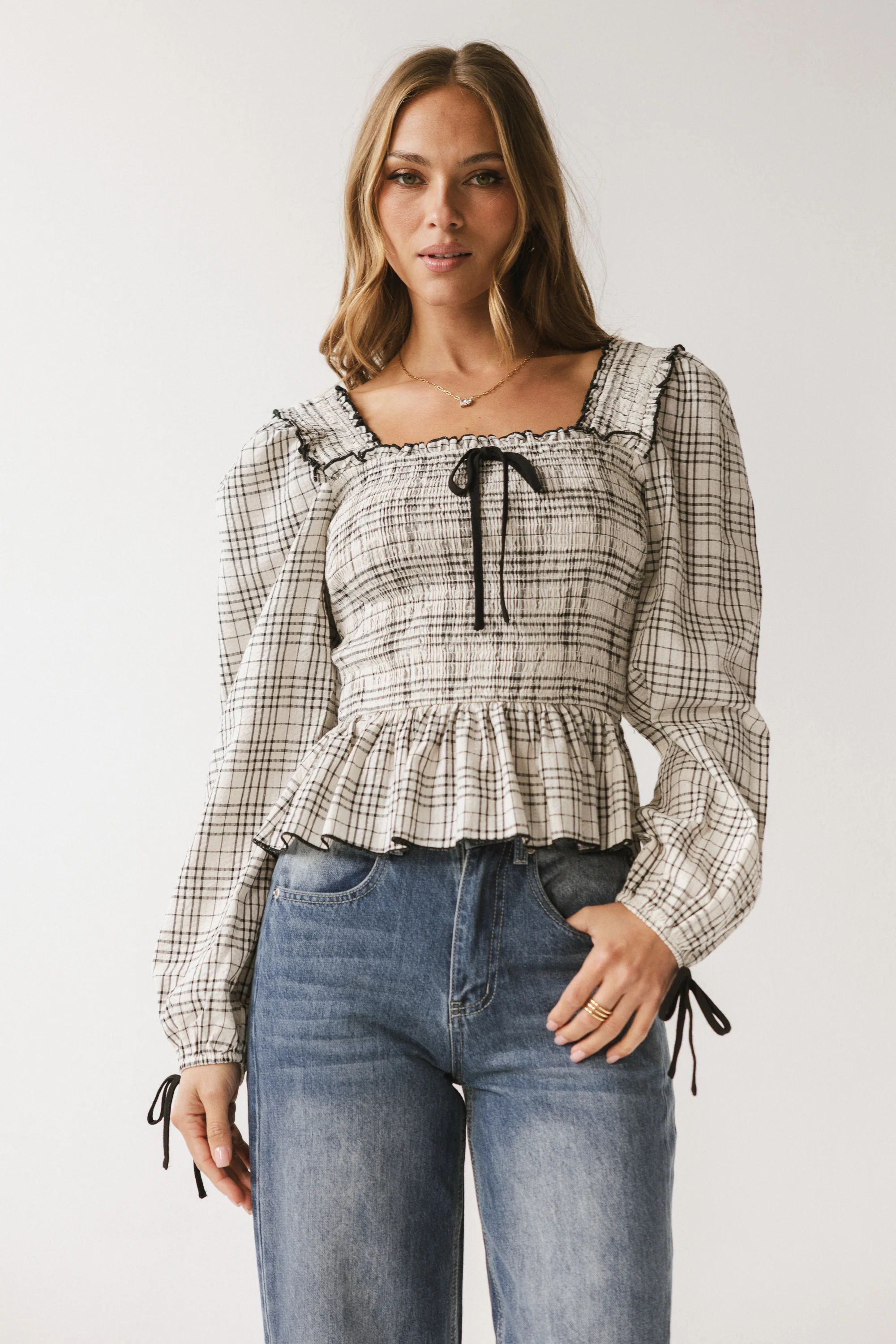 Vale Smocked Blouse in Black - FINAL SALE - Image 2