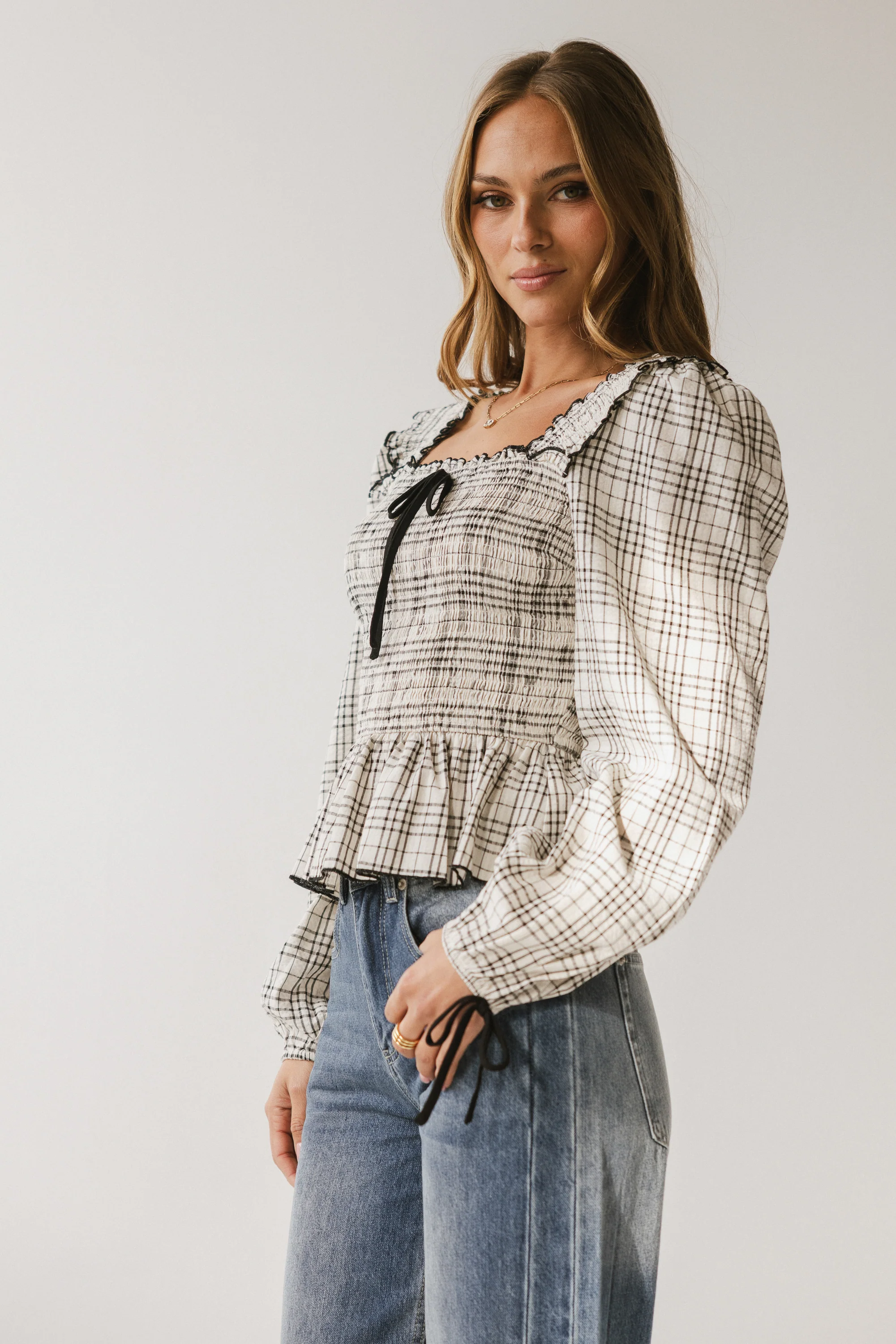 Vale Smocked Blouse in Black - FINAL SALE - Image 3