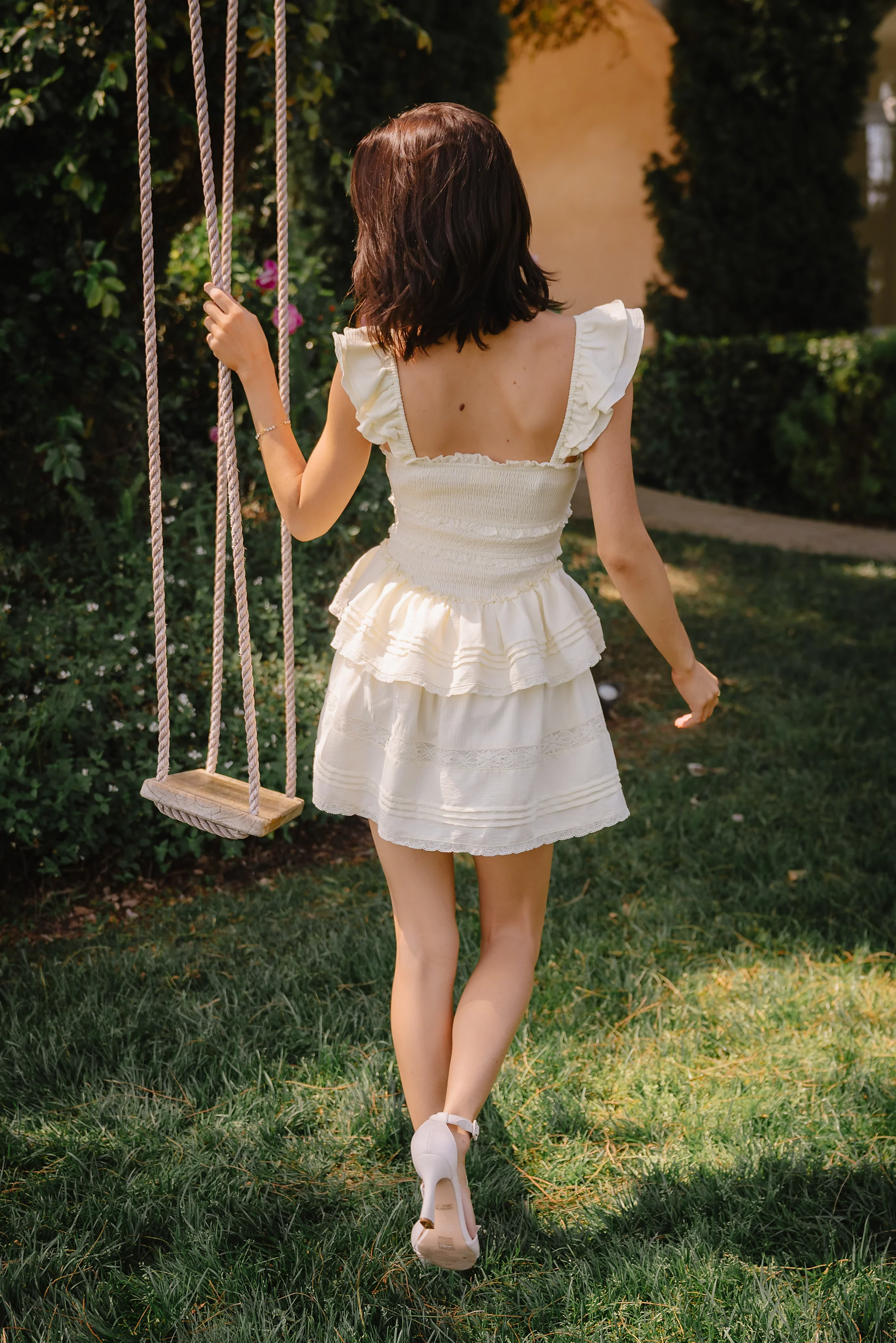 Vanessa Smocked Mini Dress in Yellow - Image 6
