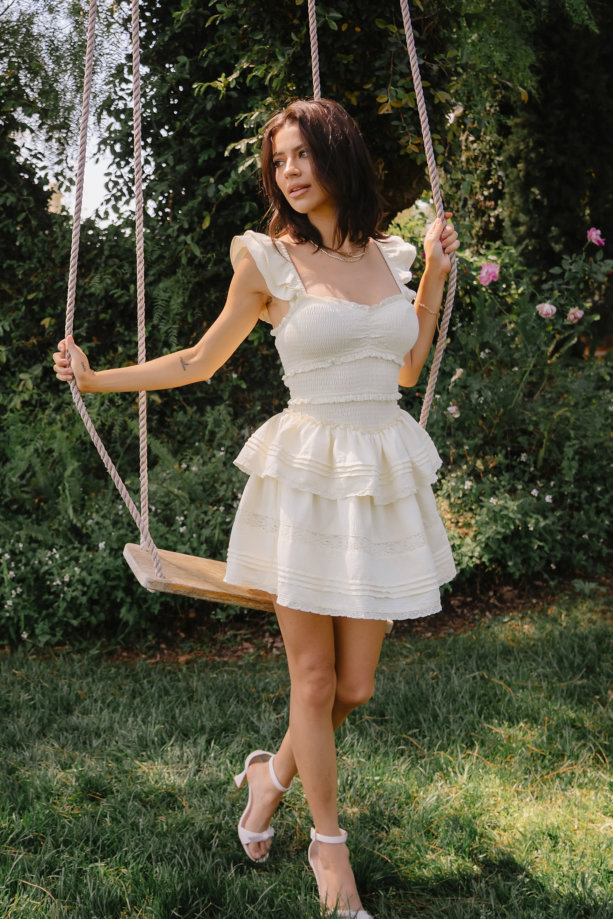 Vanessa Smocked Mini Dress in Yellow - Image 7