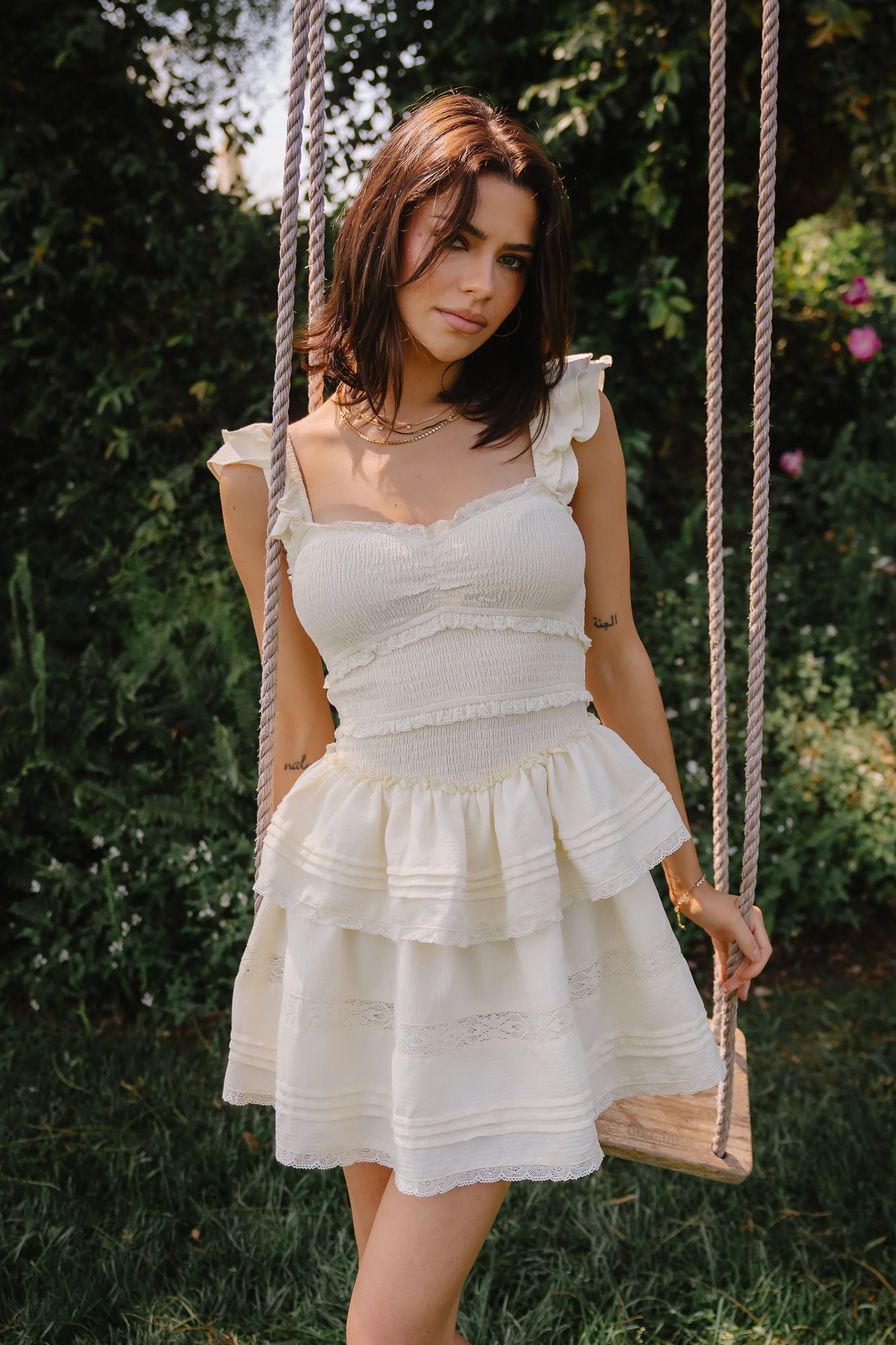 Vanessa Smocked Mini Dress in Yellow - Image 8