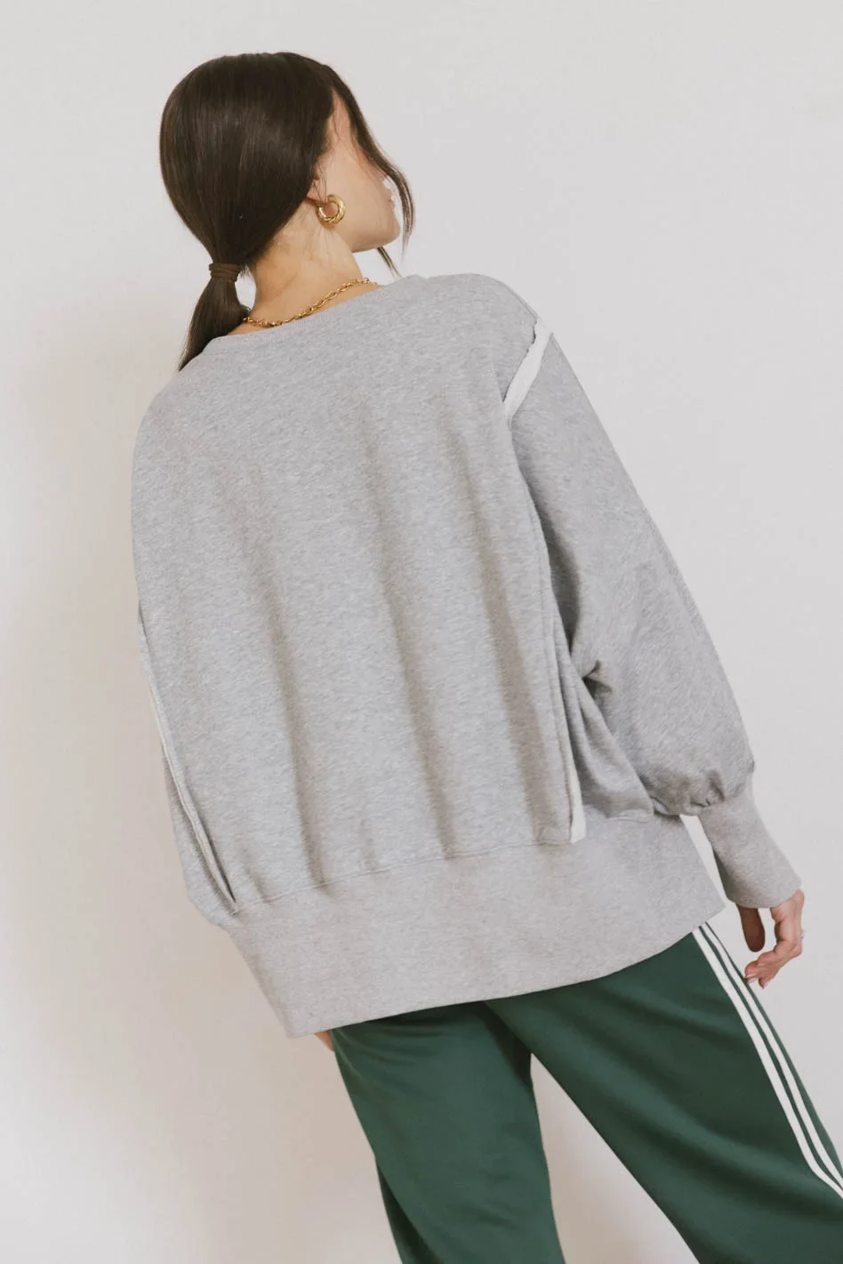 Varsity Distressed Top in Grey - FINAL SALE - Image 3