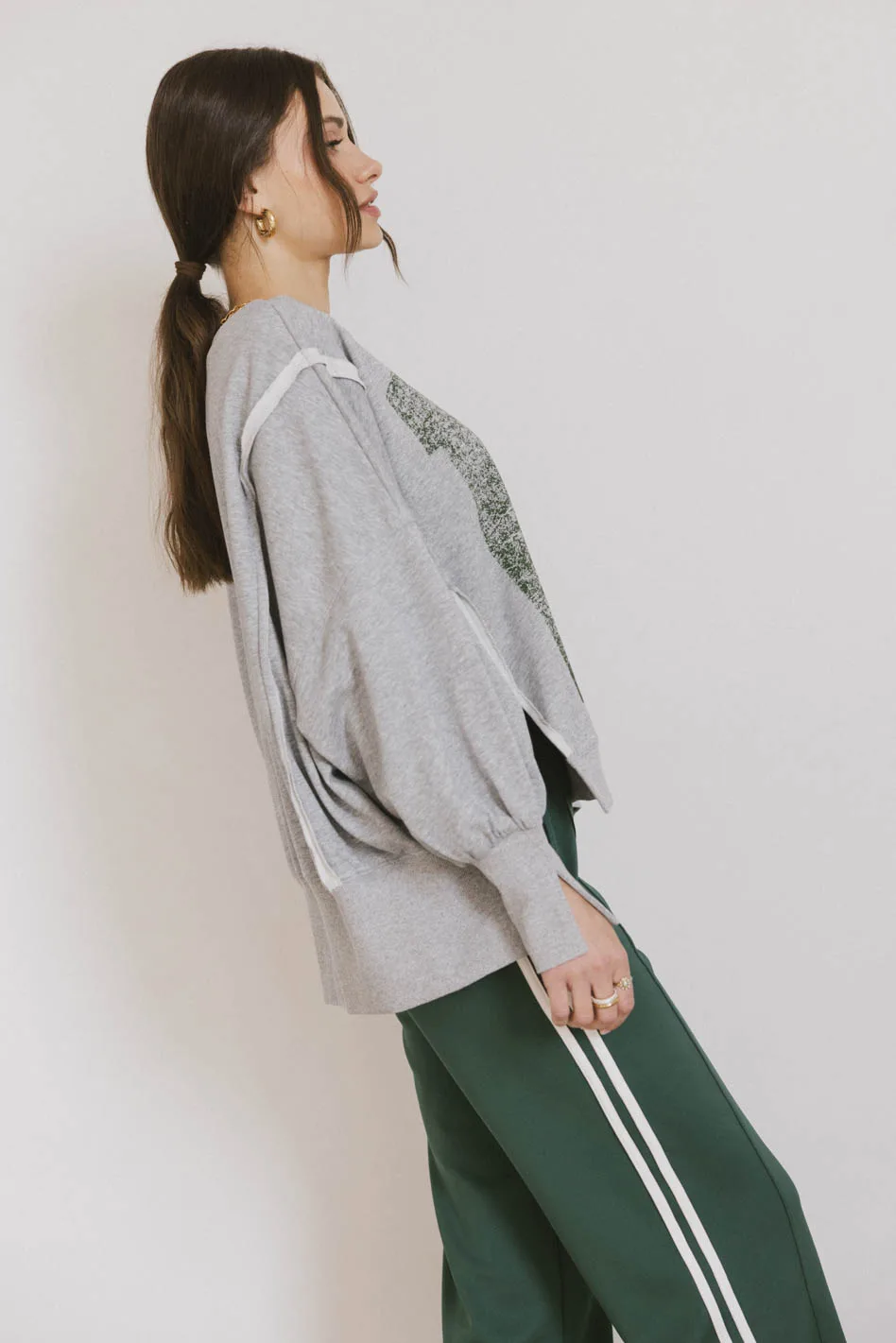Varsity Distressed Top in Grey - FINAL SALE - Image 4