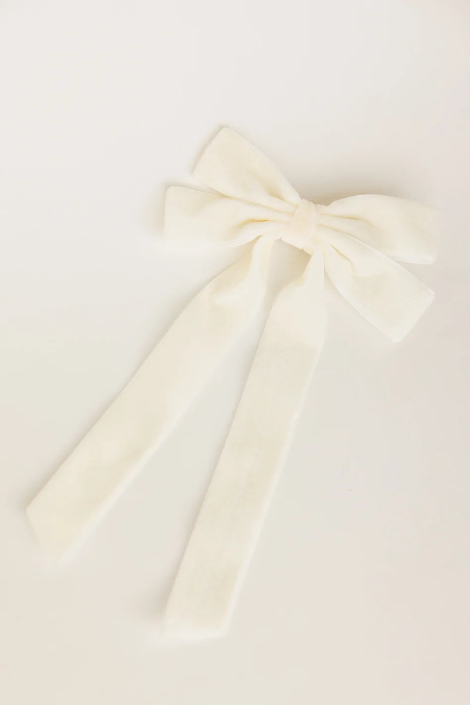 Velvet Bow Hair Clip in Cream - Image 2