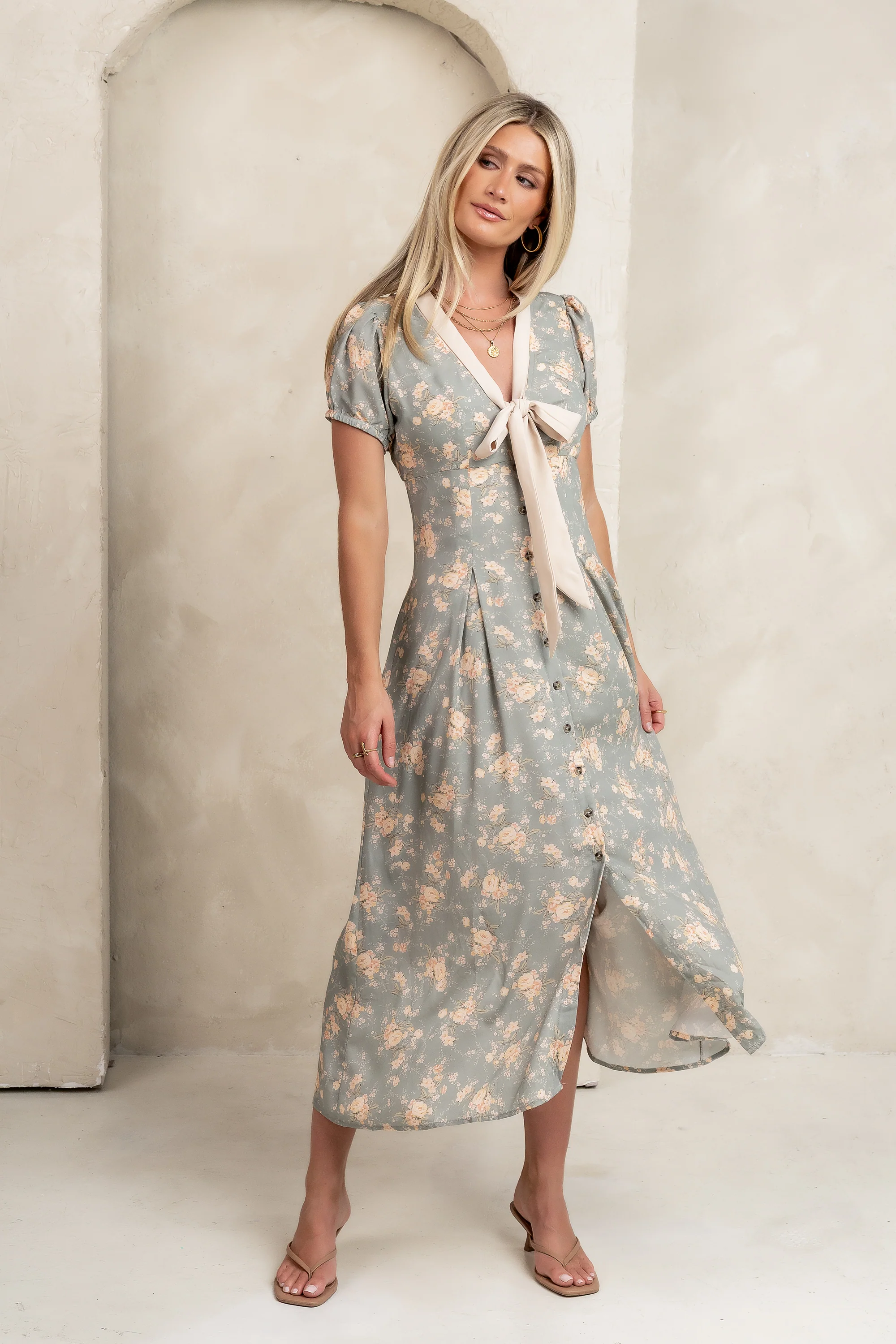 Vera Floral Maxi Dress in Sage - FINAL SALE