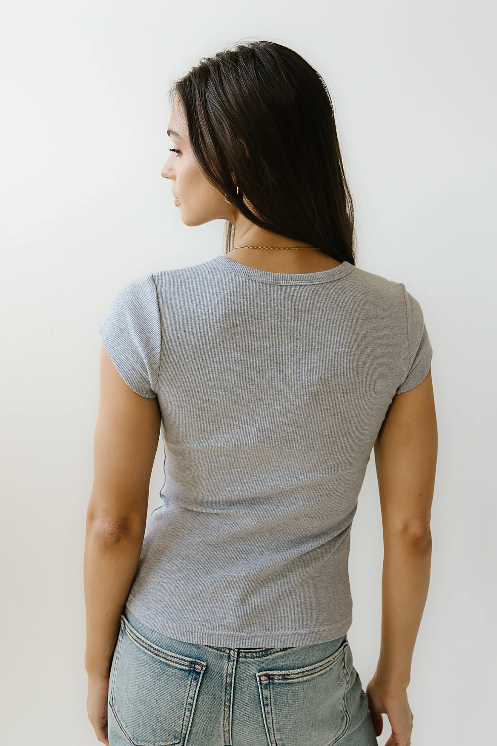 Vestia Button Up Tee in Grey - Image 3