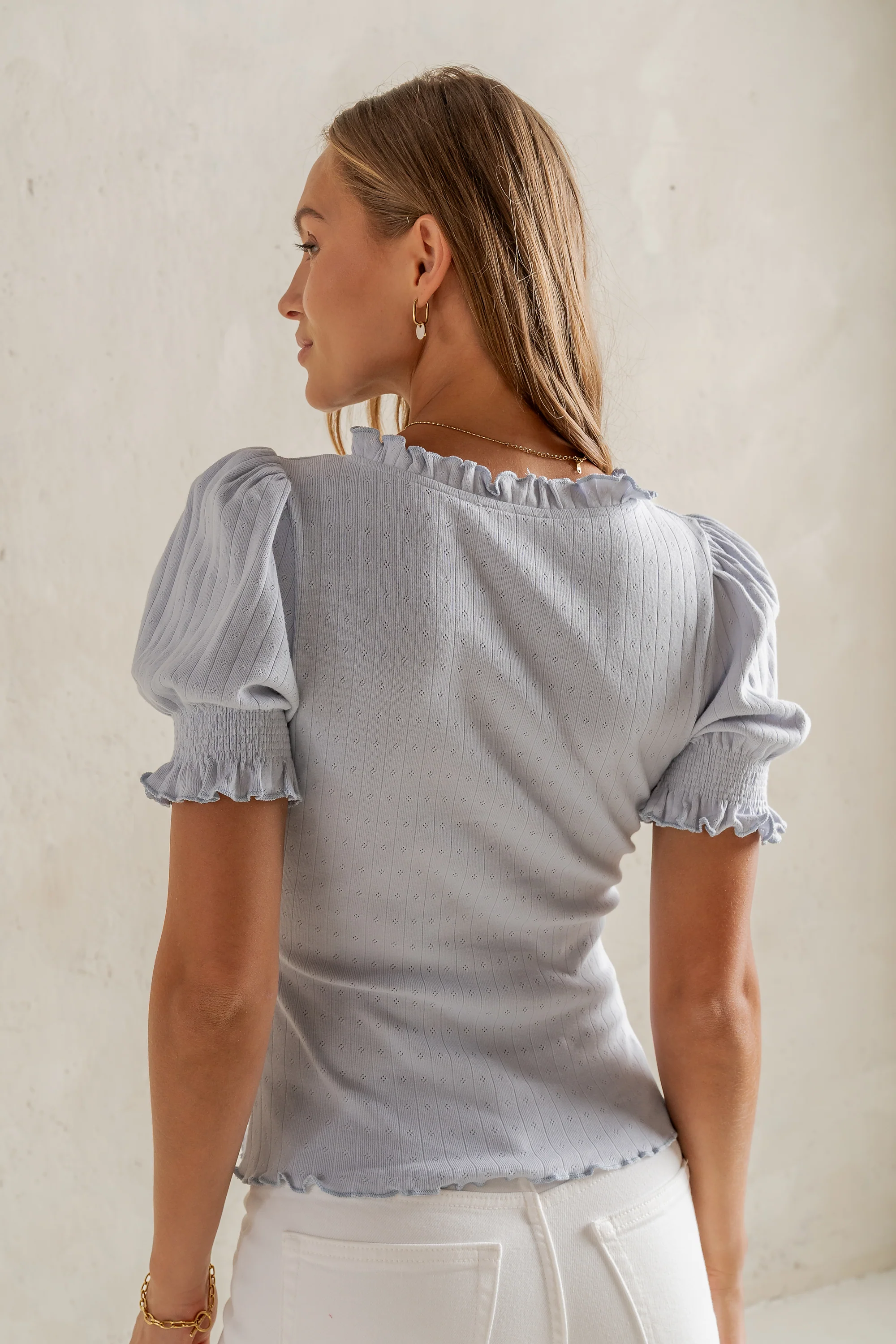 Violet Knit Top in Light Blue - FINAL SALE - Image 4