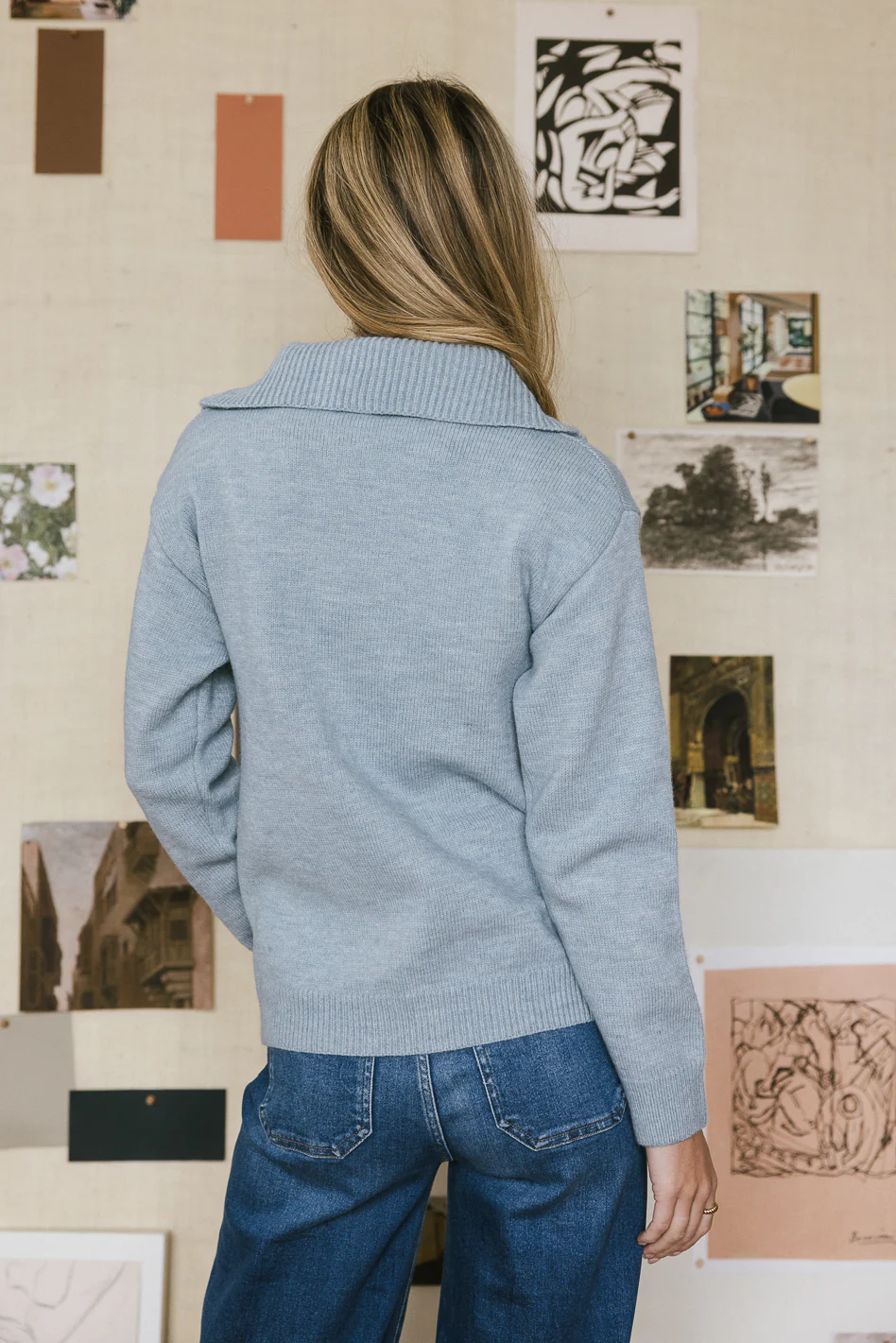 Violet Quarter Zip Sweater in Blue - FINAL SALE - Image 5