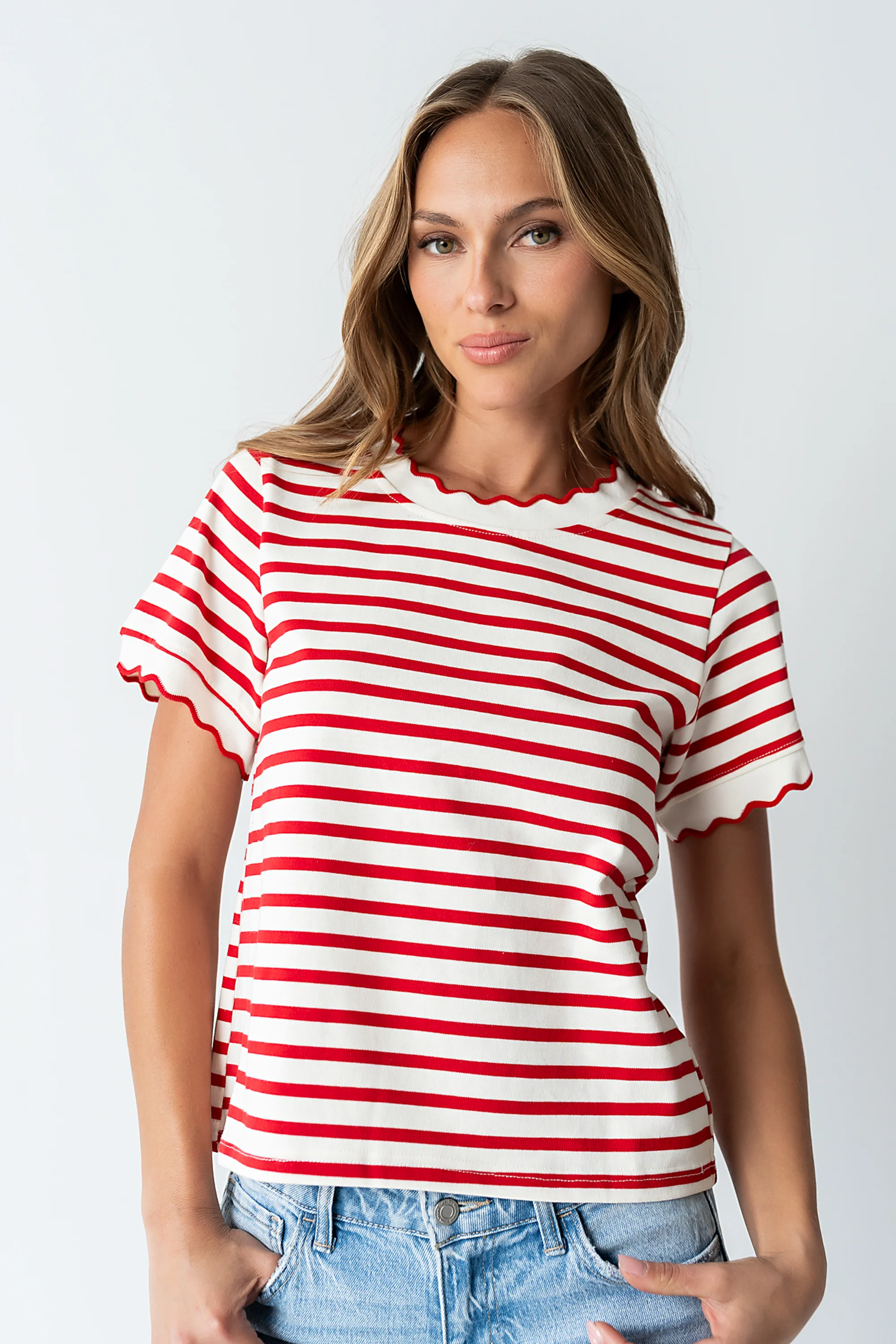 Walker Scalloped Top in Red - FINAL SALE - Image 5