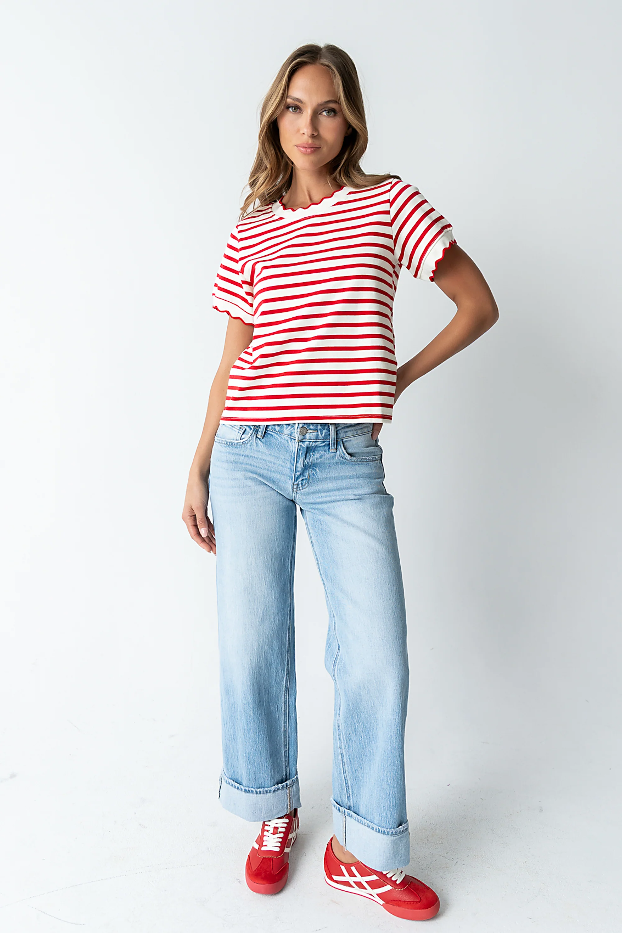 Walker Scalloped Top in Red - FINAL SALE - Image 6