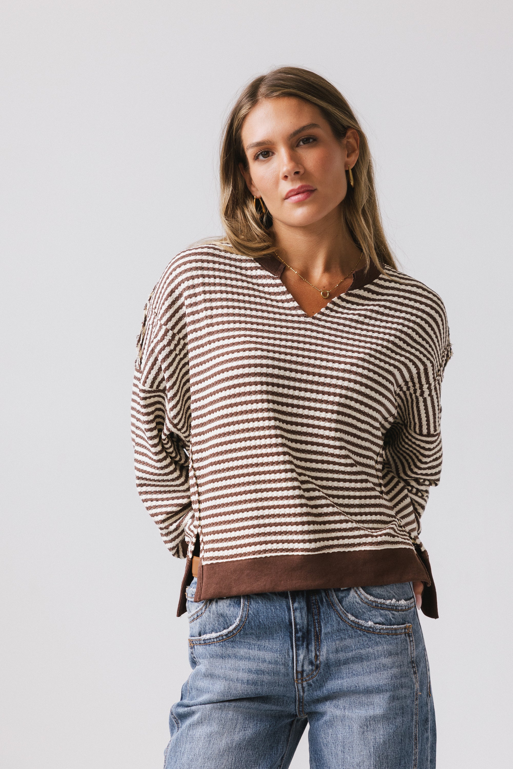 Wells Striped Top in Brown - FINAL SALE - Image 4