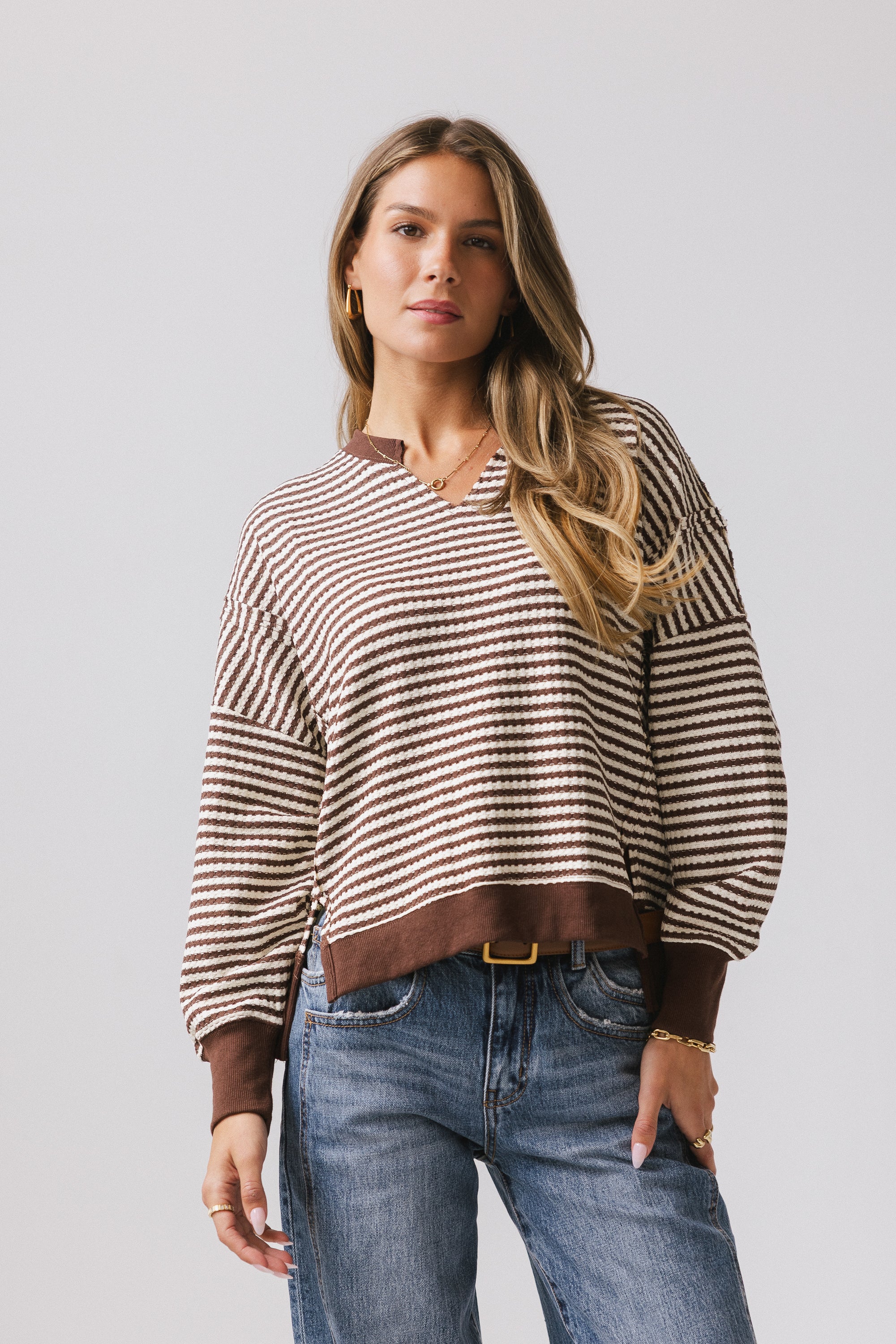 Wells Striped Top in Brown - FINAL SALE - Image 6