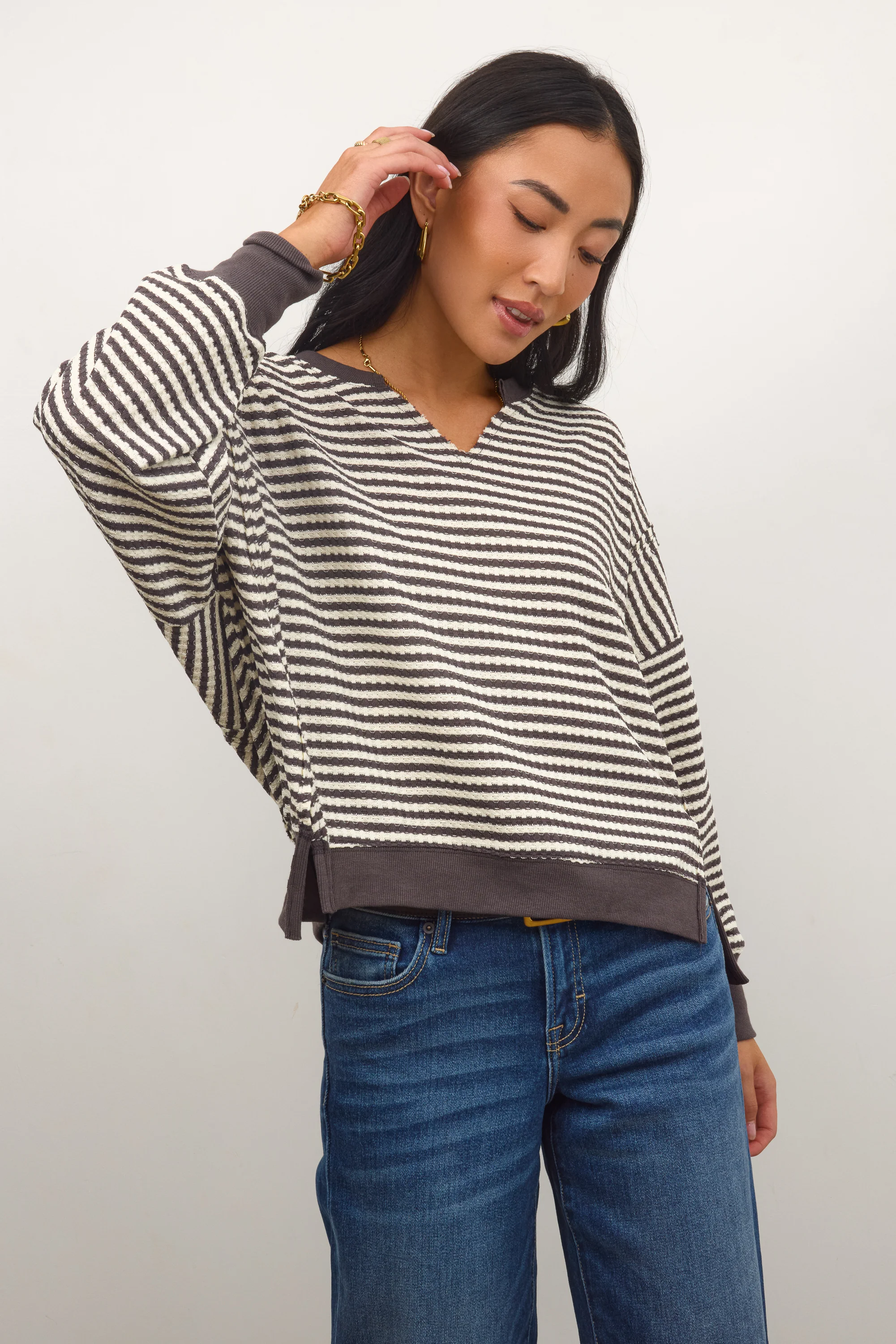 Wells Striped Top in Charcoal - FINAL SALE - Image 7