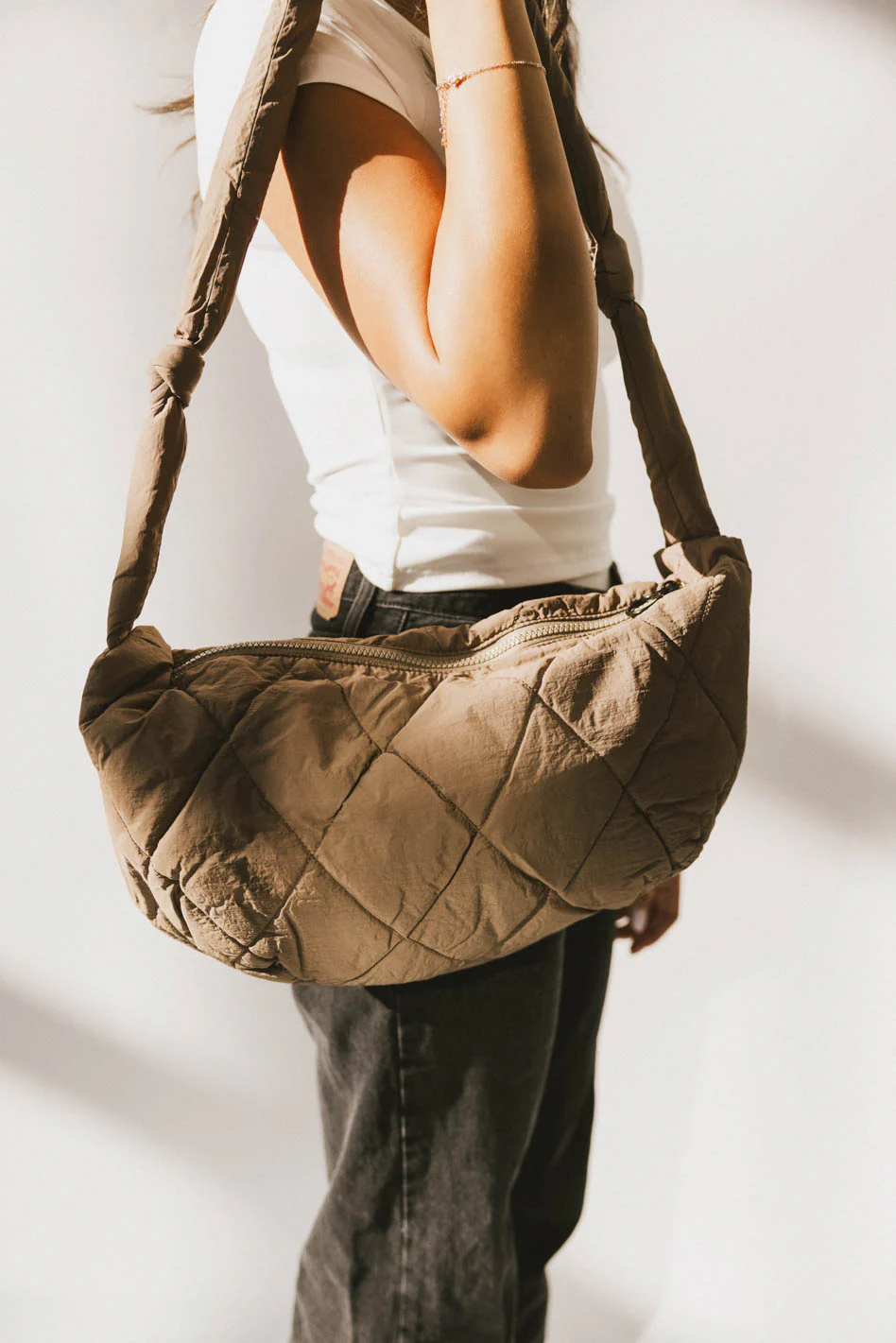 Whimsy Quilted Bag in Taupe - Image 3