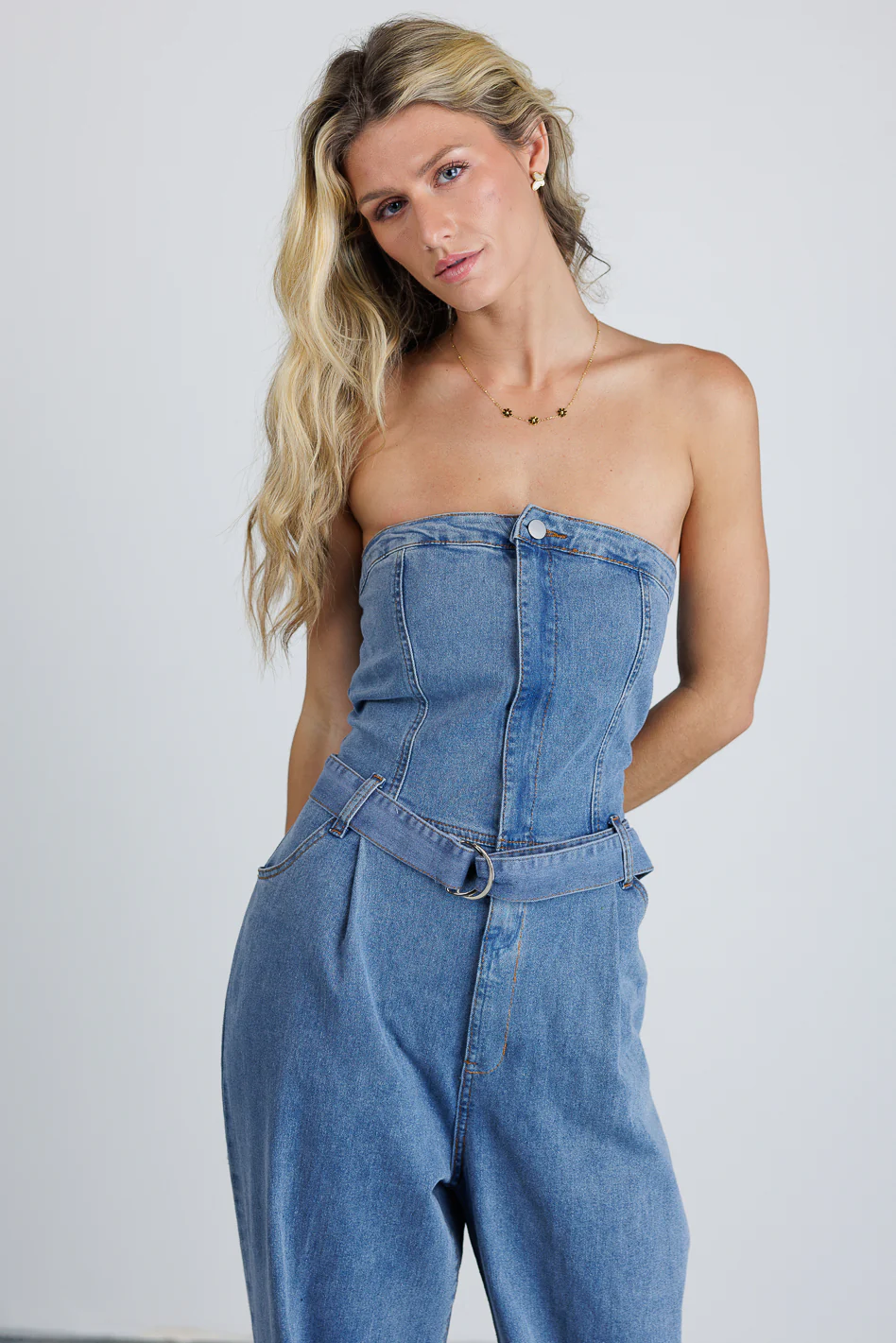 Wide Leg Denim Jumpsuit - FINAL SALE - Image 3