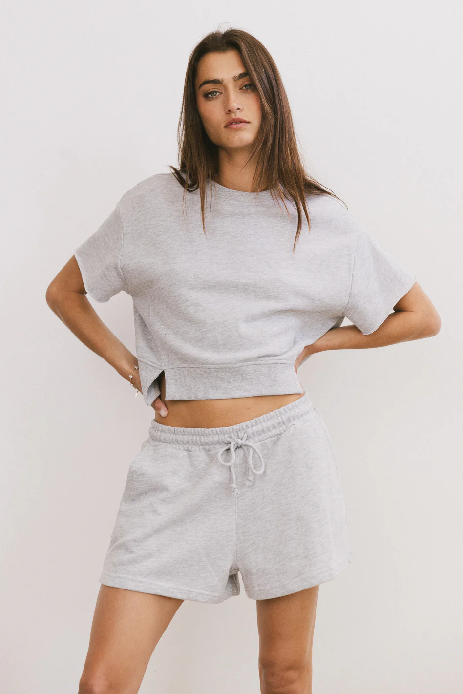 Willa Knit Shorts in Heather Grey - FINAL SALE - Image 4