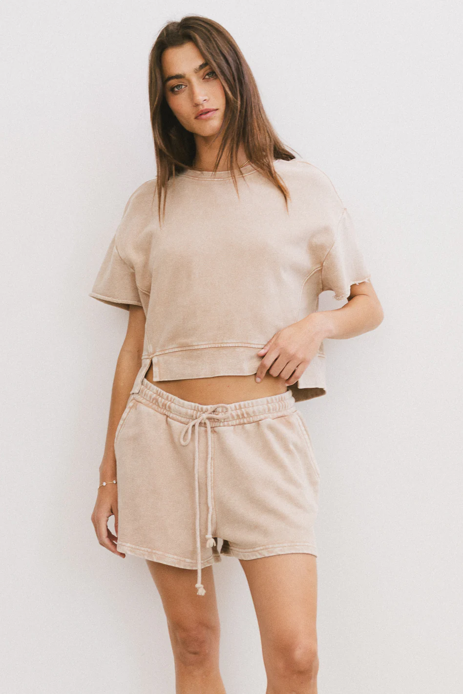 Willa Knit Shorts in Taupe - FINAL SALE - Image 2