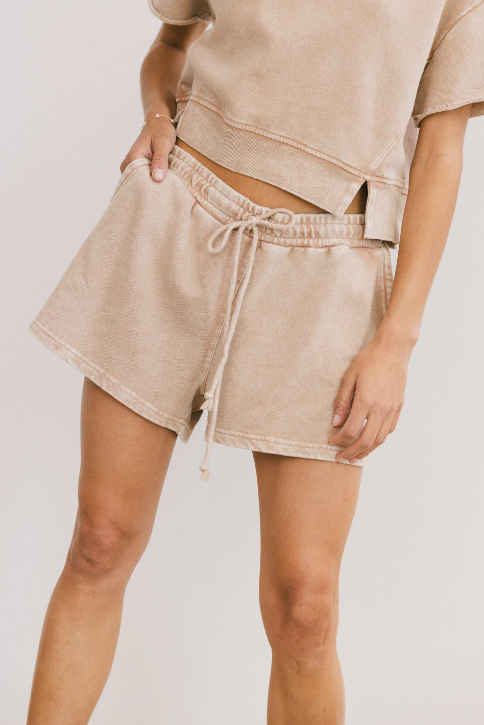 Willa Knit Shorts in Taupe - FINAL SALE - Image 3